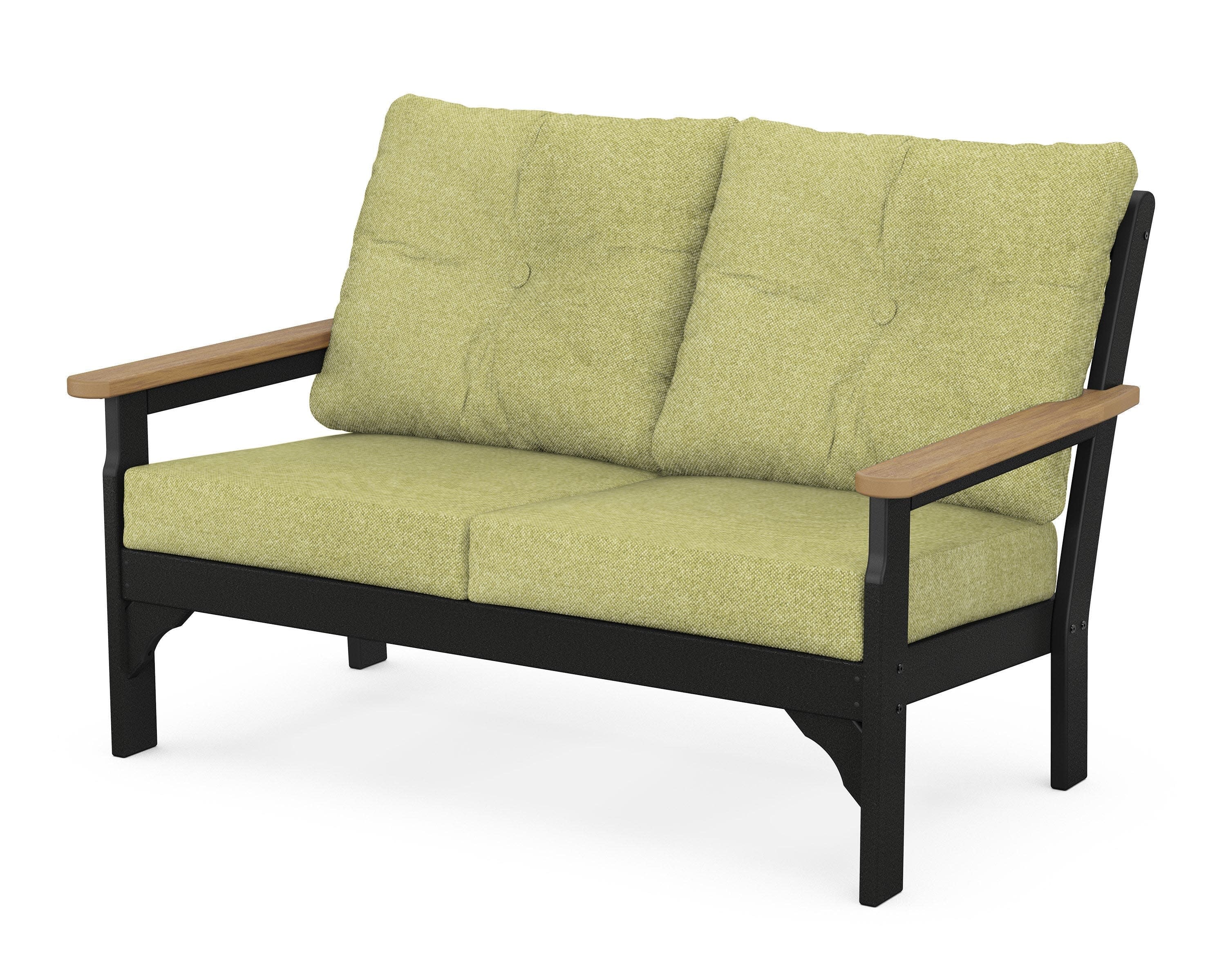 Vineyard Deep Seating Loveseat in Black / Natural / Chartreuse Boucle