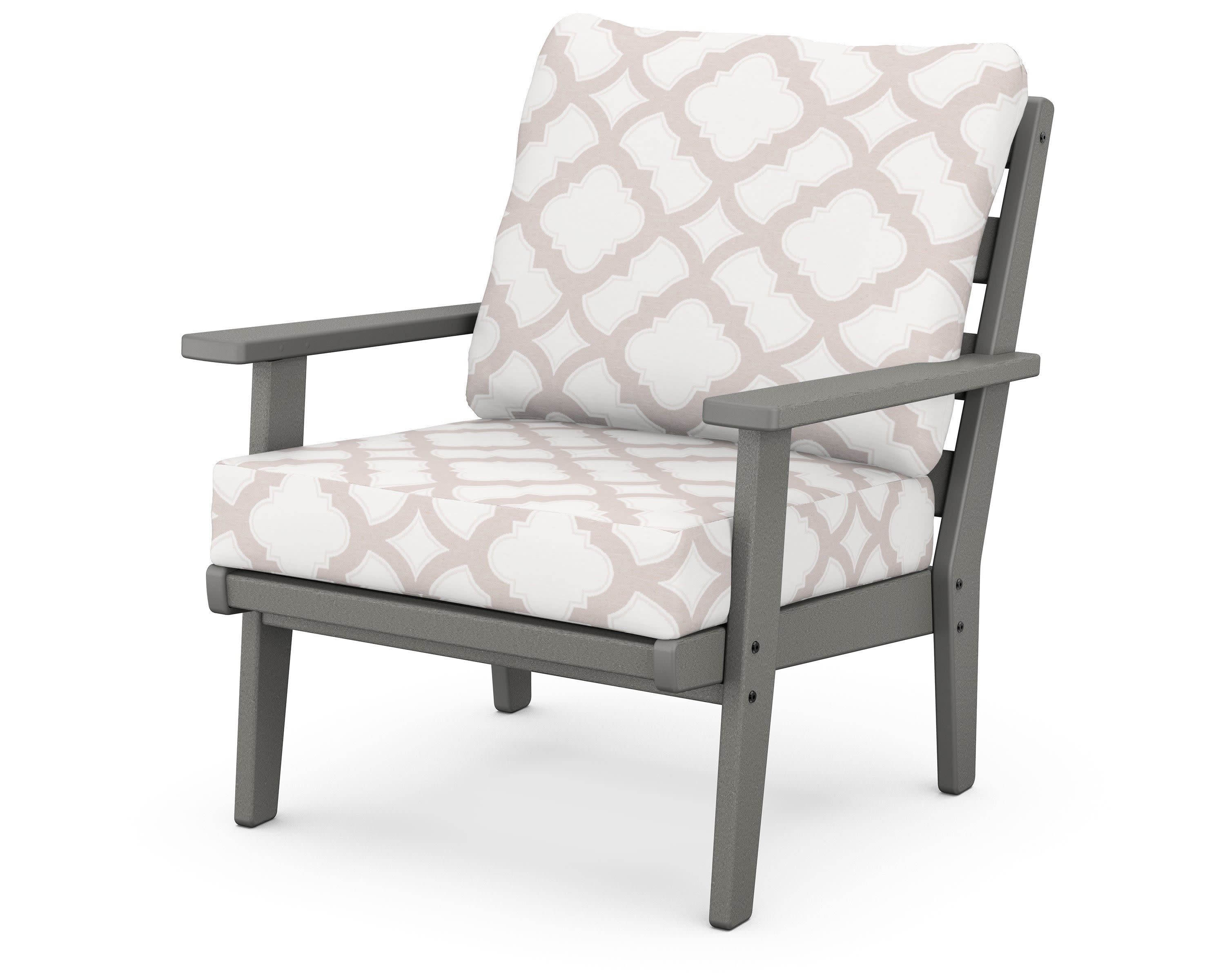 Grant Park Deep Seating Chair in Slate Grey / Trellis Dune Burlap