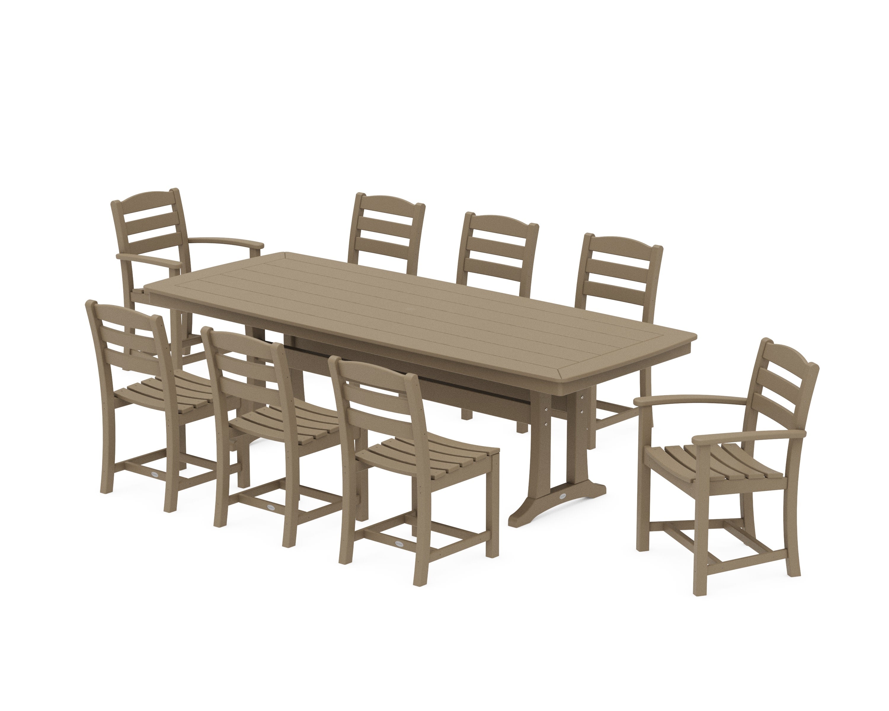 La Casa Caf 9-Piece Dining Set with Trestle Legs in Vintage Sahara