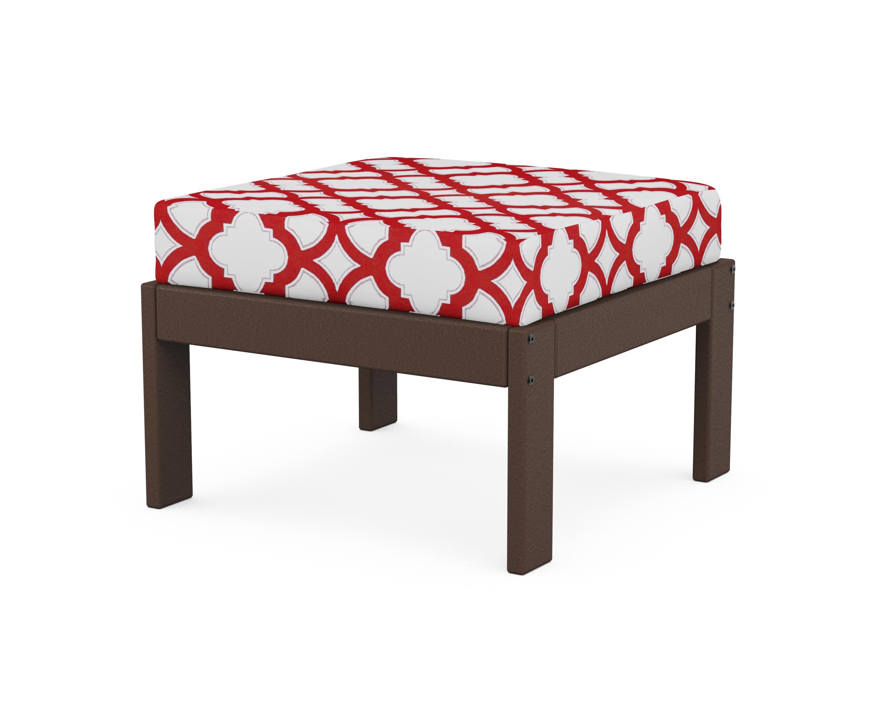 Vineyard Modular Ottoman in Mahogany / Trellis Crimson