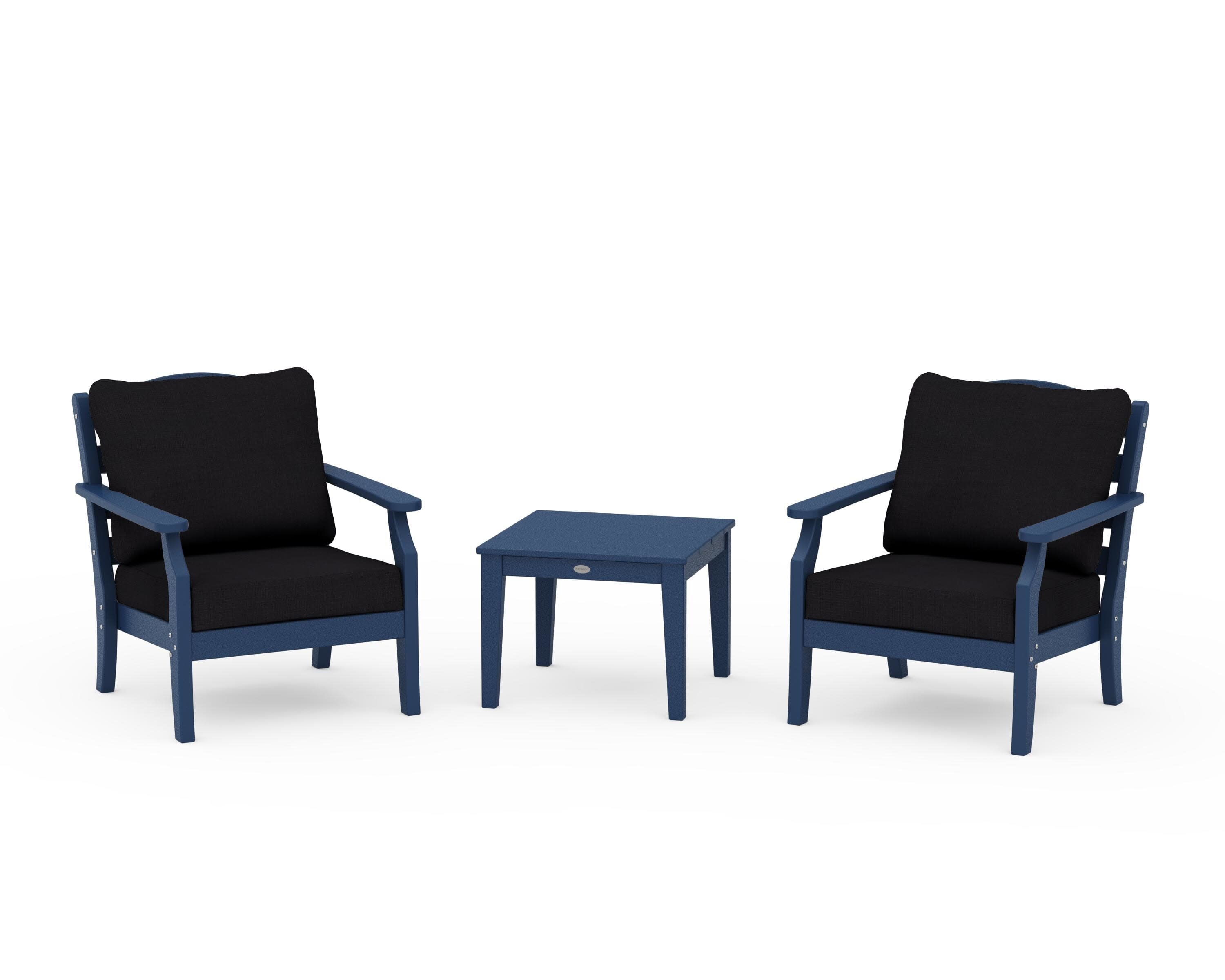 Savannah 3-Piece Deep Seating Set in Navy / Midnight Linen