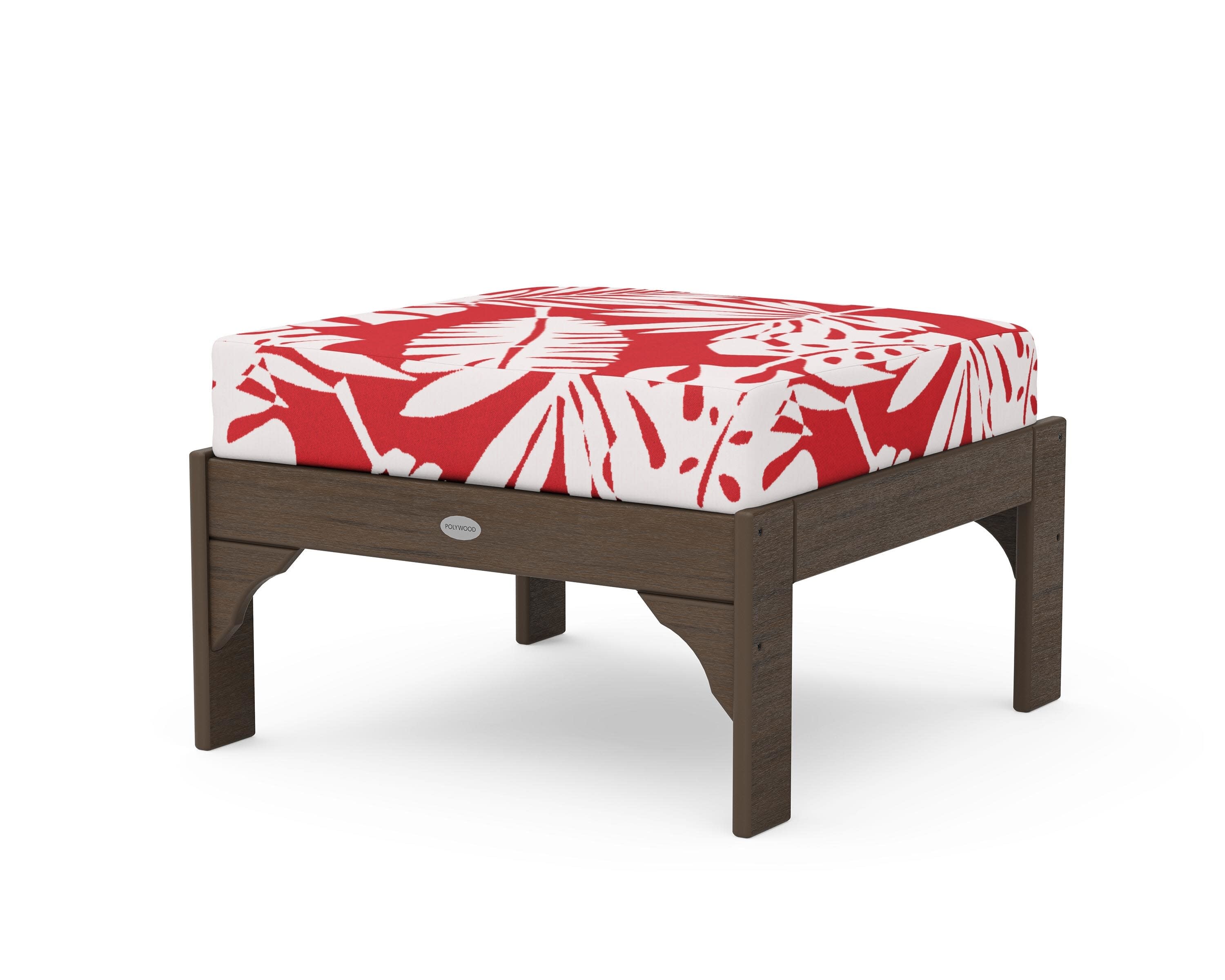 Vineyard Deep Seating Ottoman in Kona / Leaf Crimson