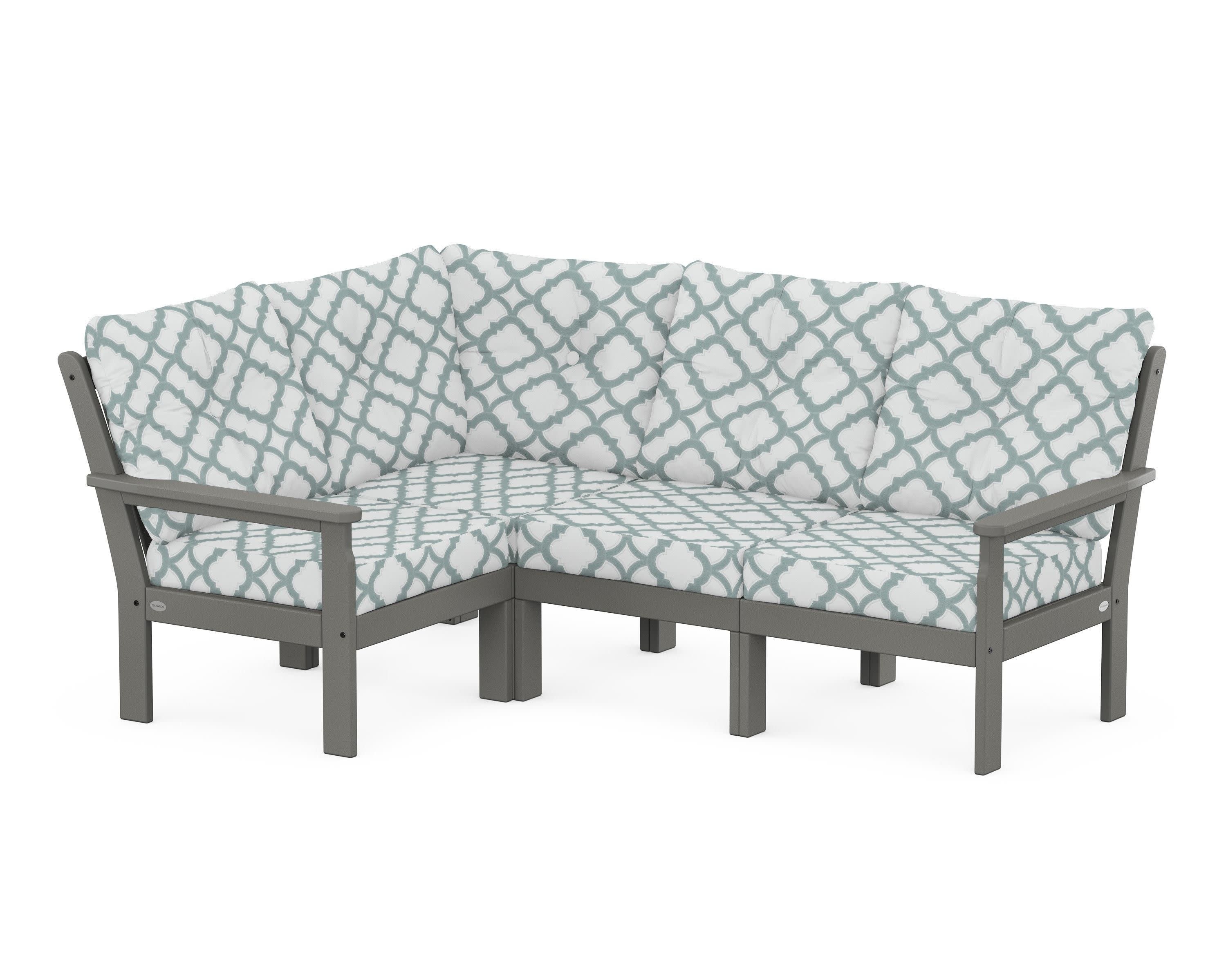 Vineyard 4-Piece Sectional in Slate Grey / Trellis Glacier Spa