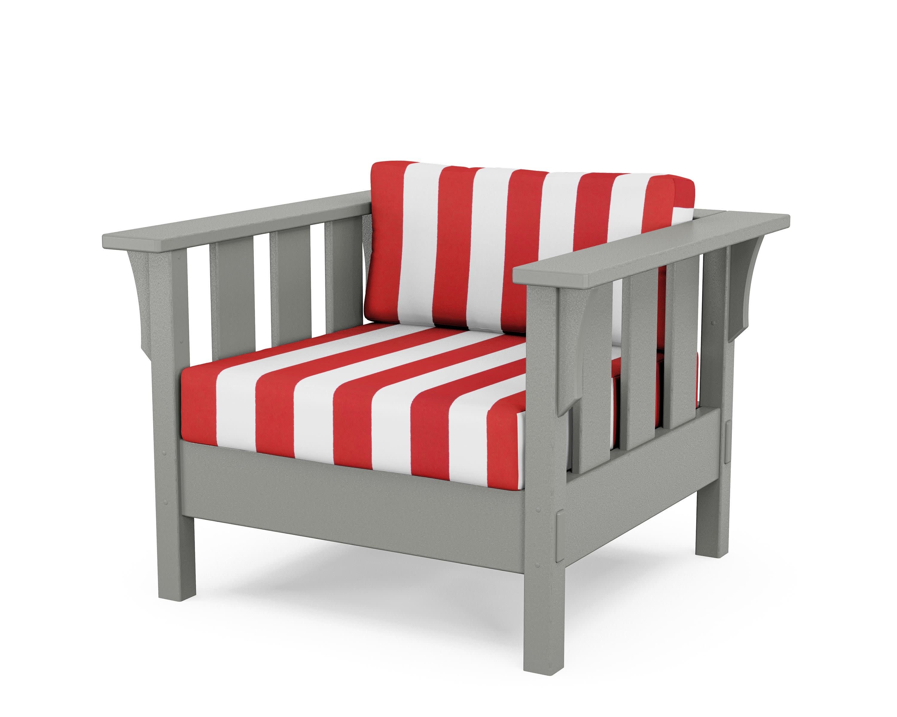 Acadia Deep Seating Chair in Slate Grey / Cabana Stripe Crimson
