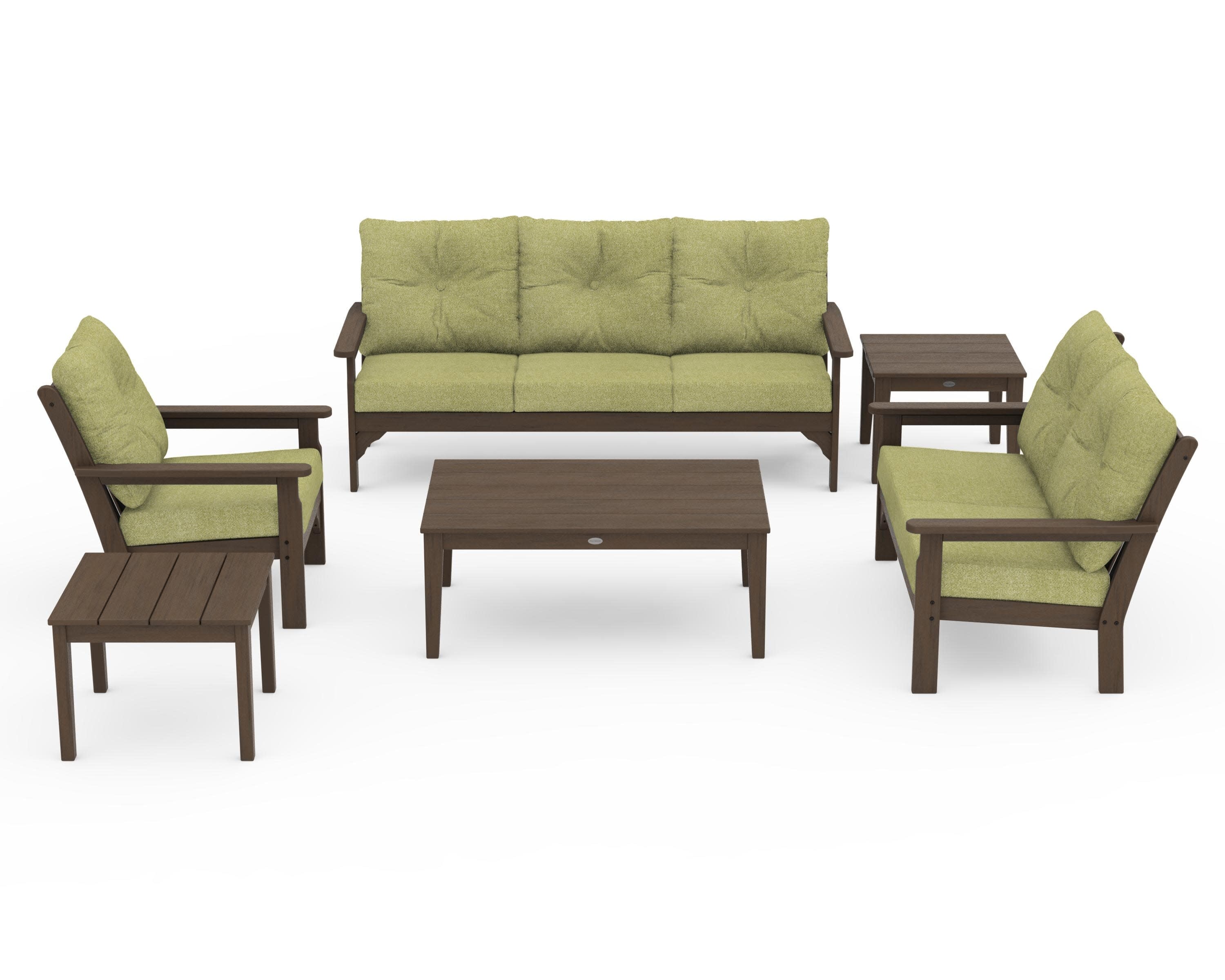 Vineyard 6-Piece Deep Seating Set in Kona / Chartreuse Boucle