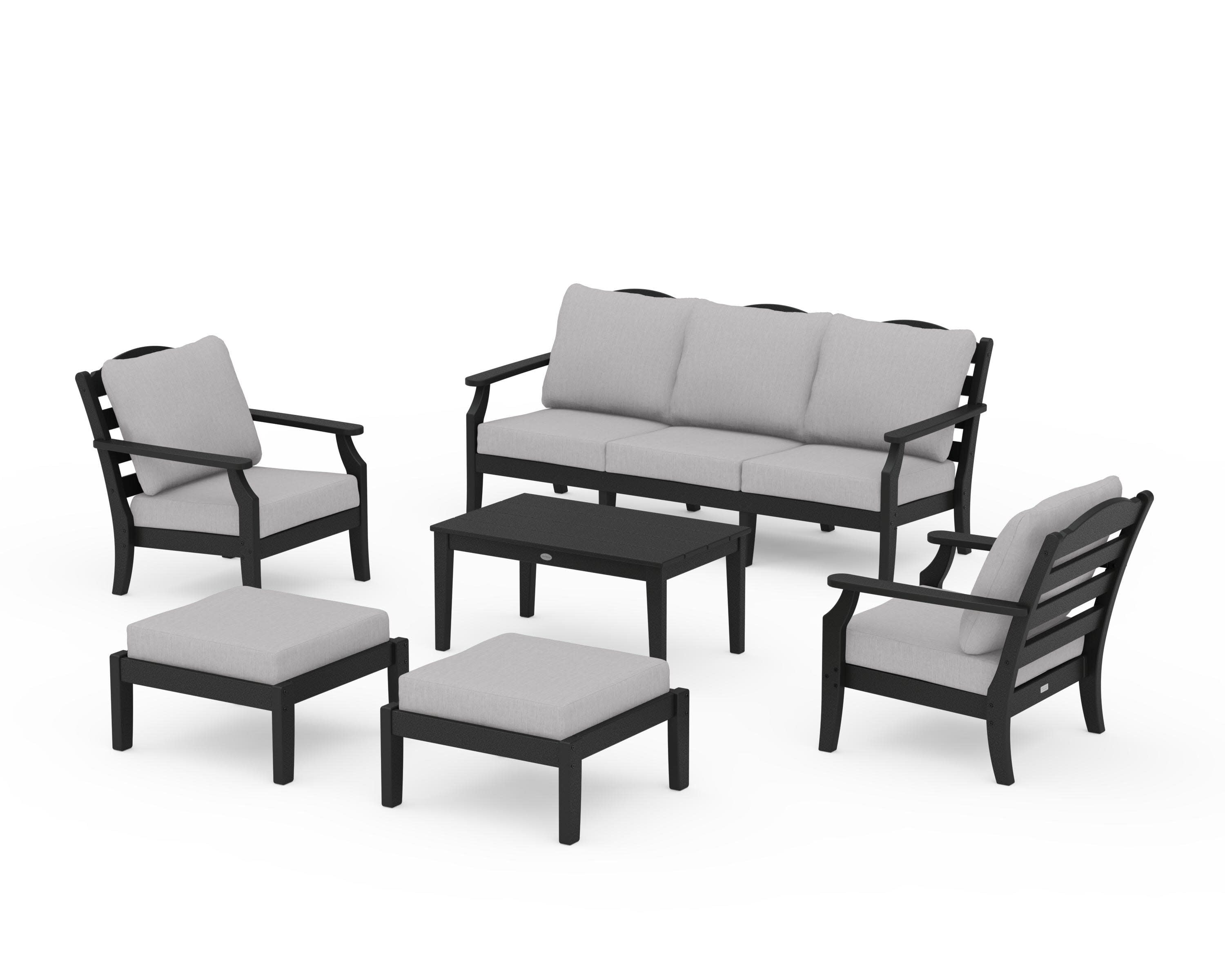 Savannah 6-Piece Lounge Sofa Set in Black / Granite