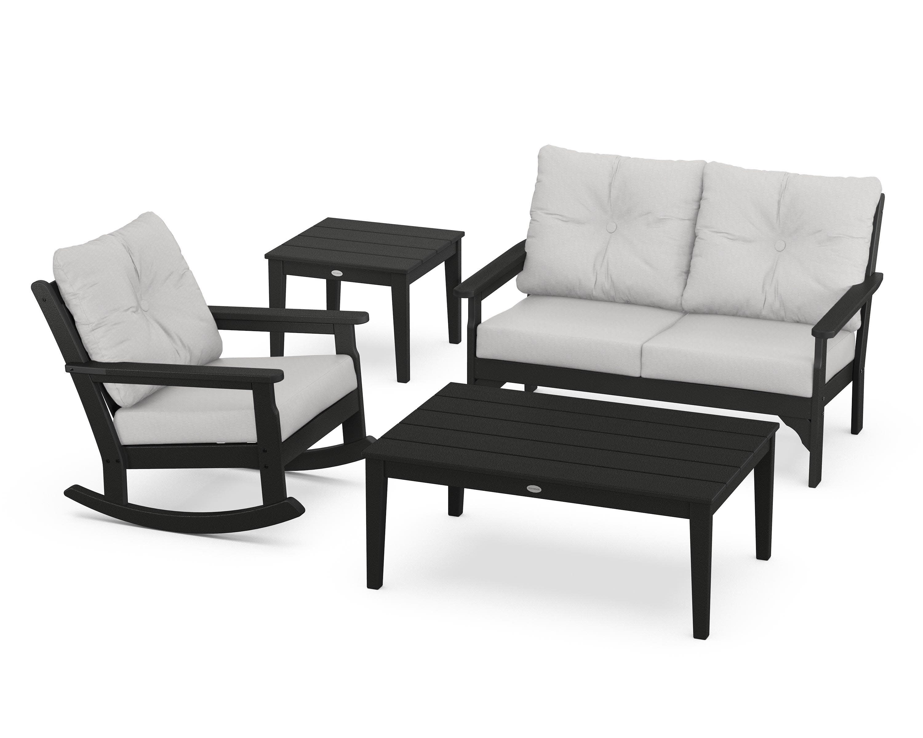 Vineyard 4-Piece Deep Seating Rocker Set in Black / Diamond in the Rough