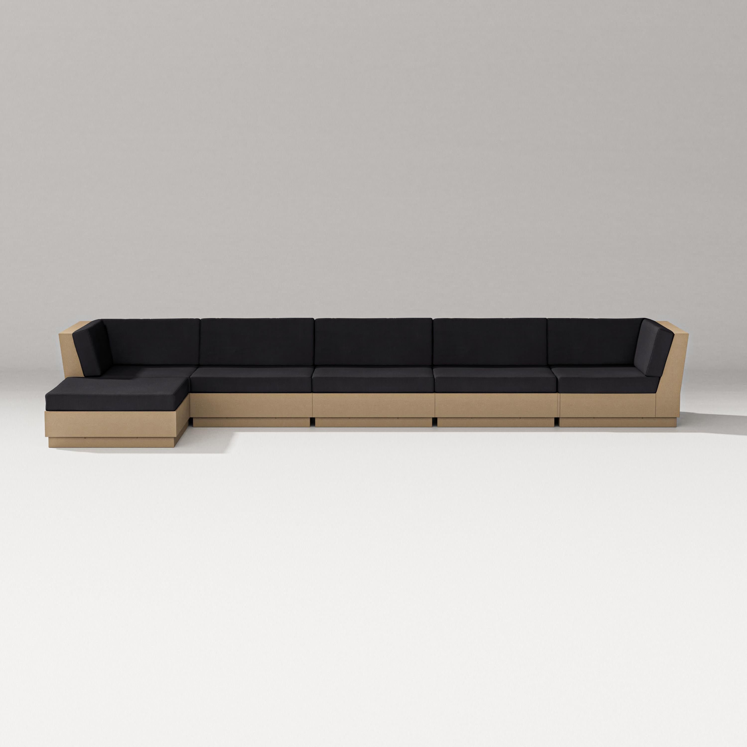 Elevate 6-Piece Chaise Sectional in Vintage Sahara / Midnight Linen