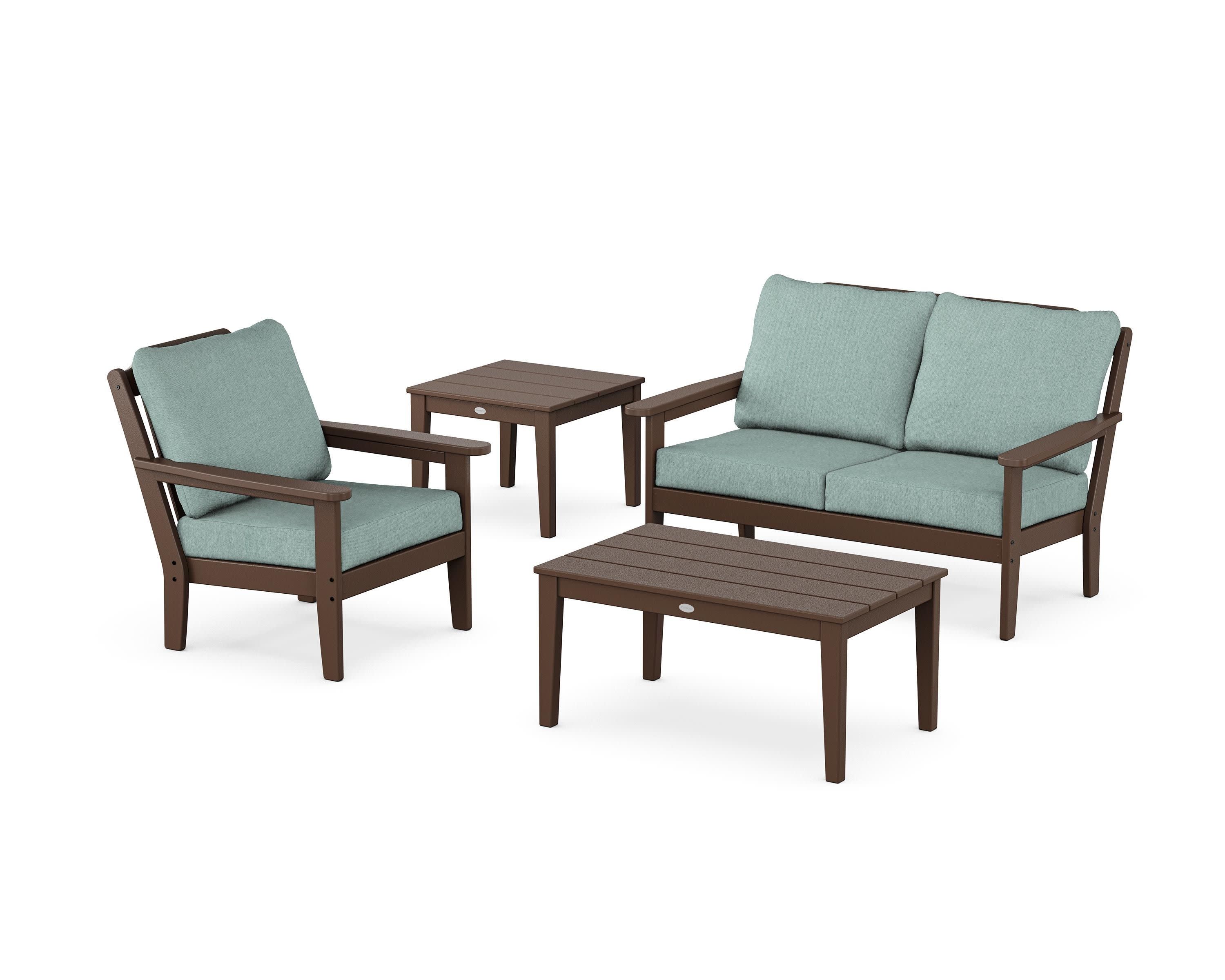 Wovendale 4-Piece Deep Seating Set in Mahogany / Glacier Spa