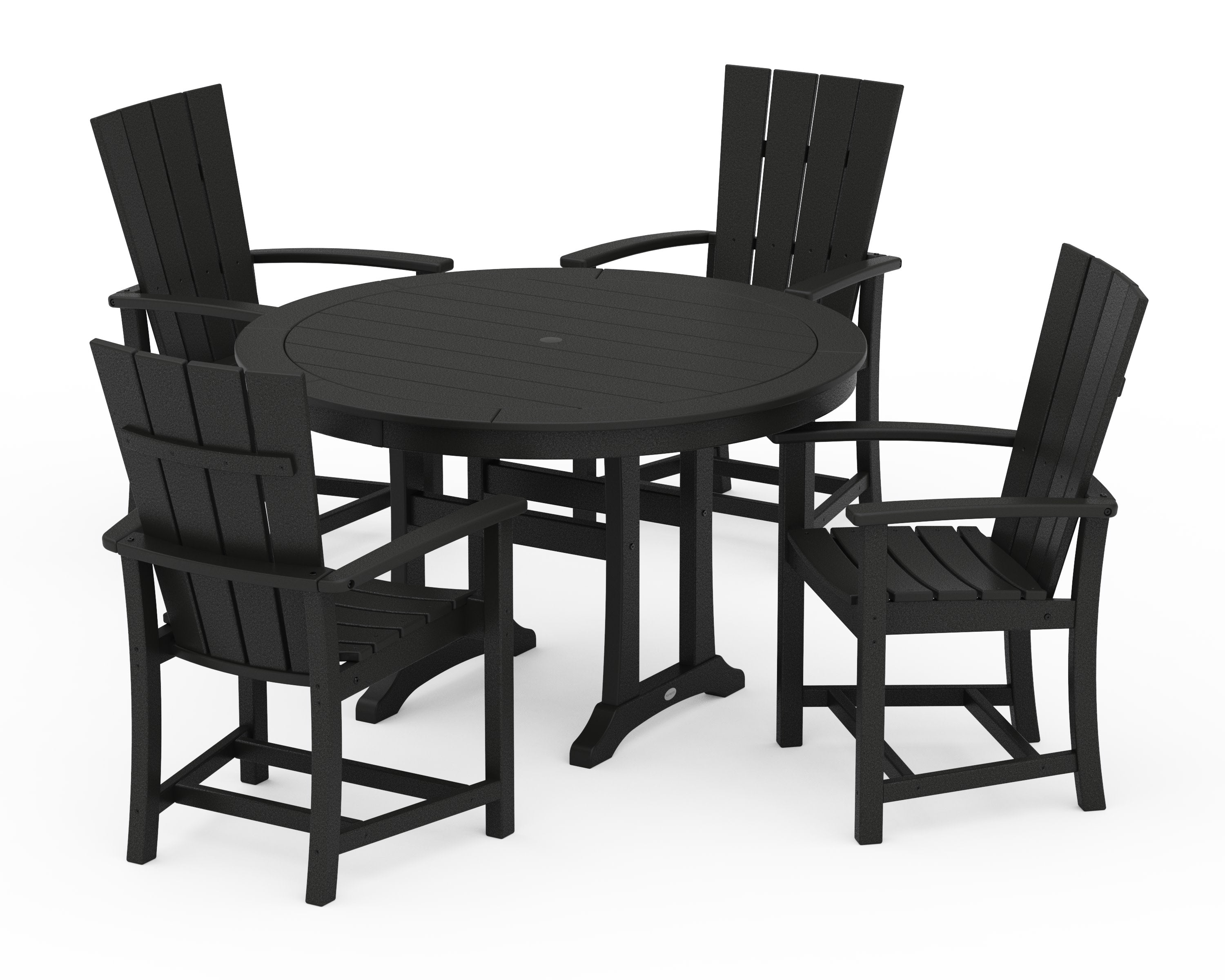 Quattro 5-Piece Round Dining Set with Trestle Legs in Black