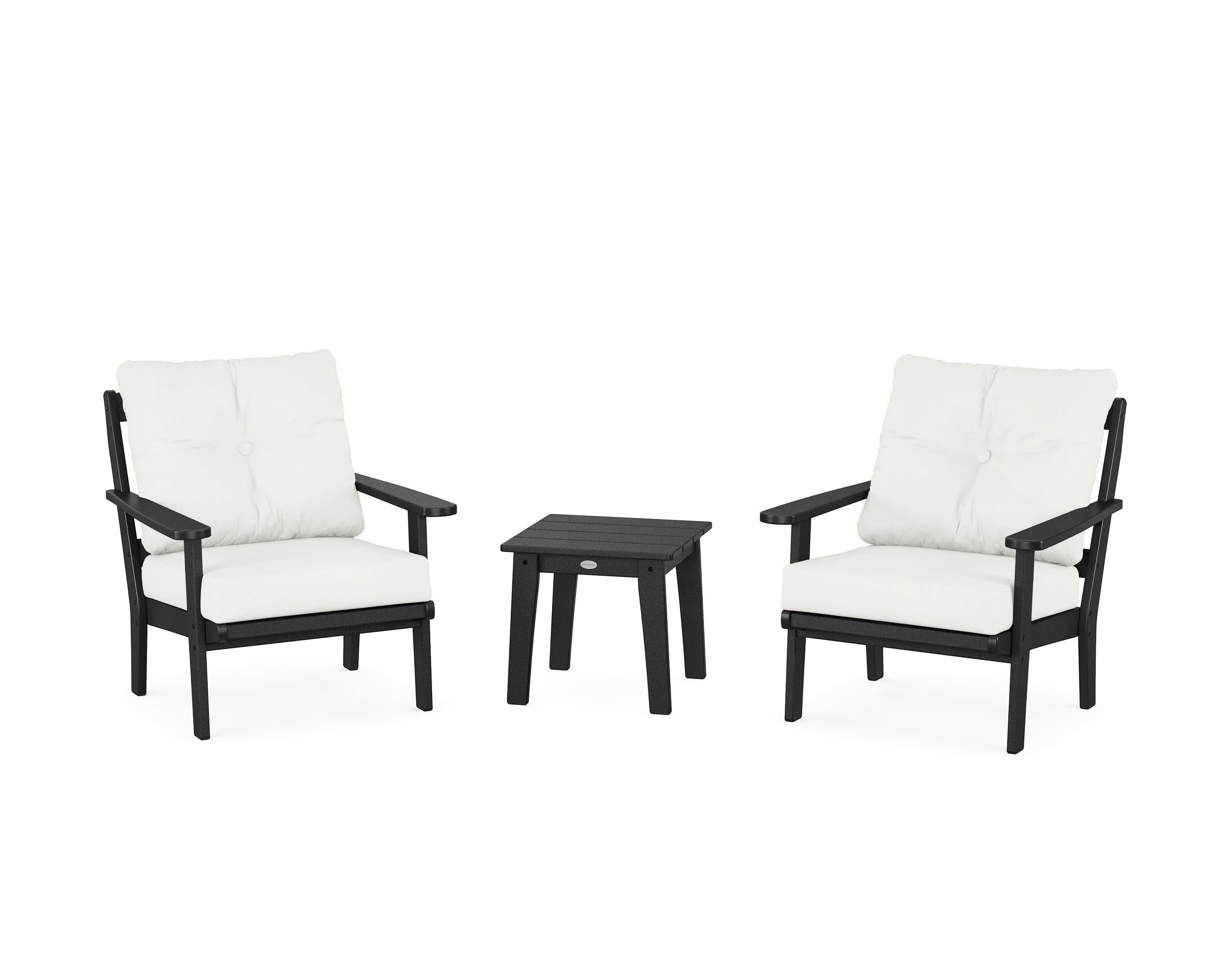 Mission 3-Piece Deep Seating Set in Black / Natural Linen