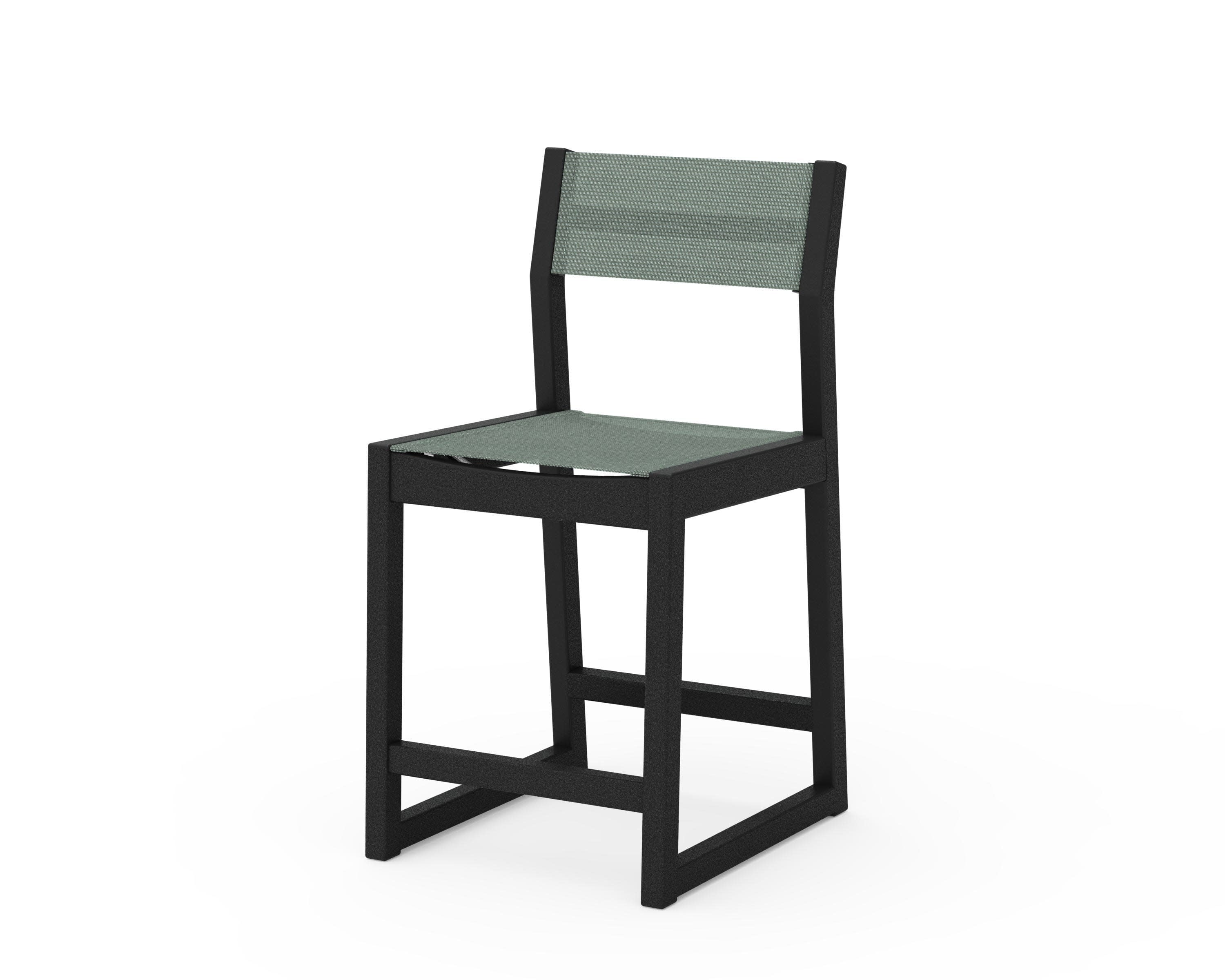 EDGE Sling Counter Side Chair in Black / Dupioni Sea Mist Sling