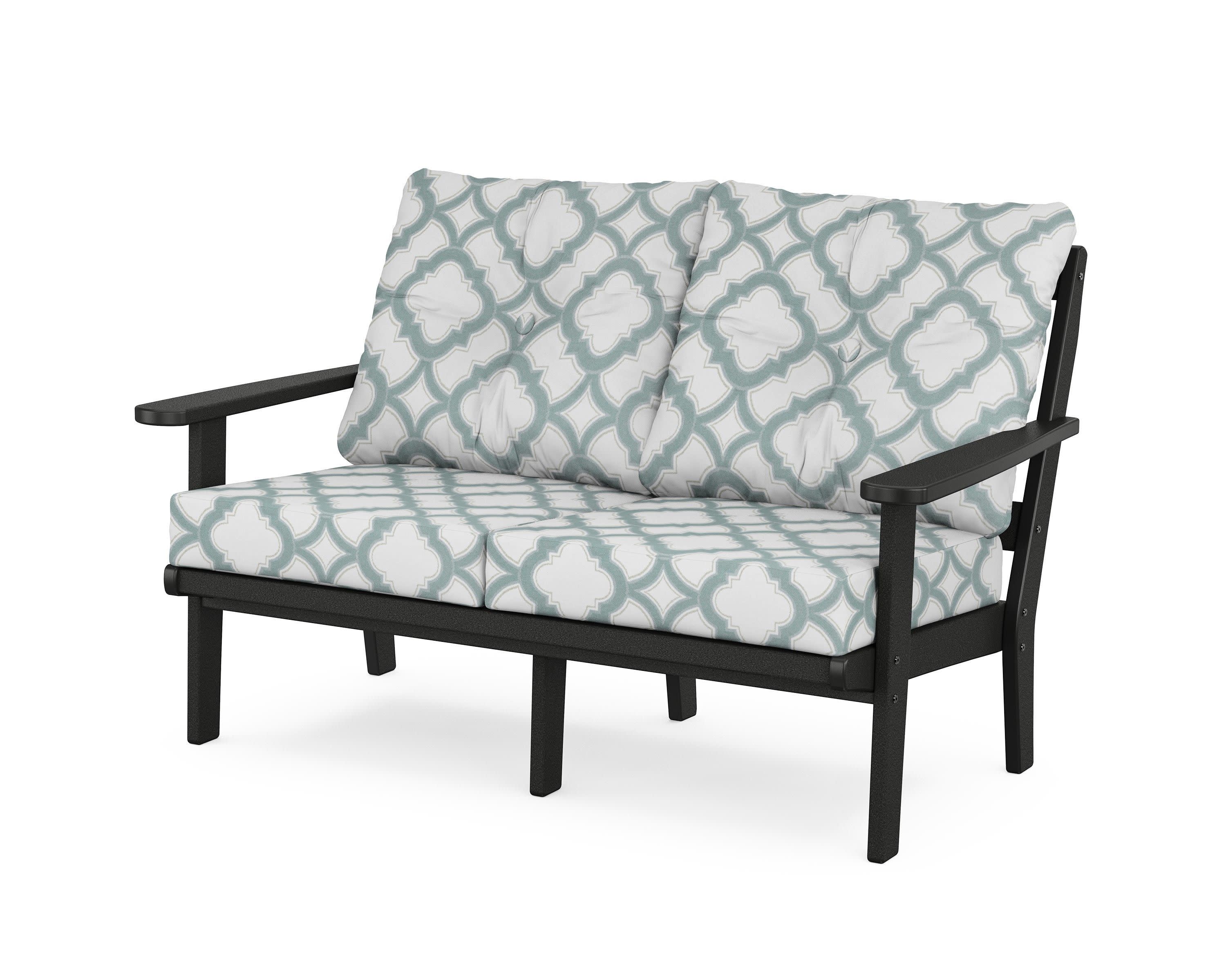 Mission Deep SeatingLoveseat in Black / Trellis Glacier Spa