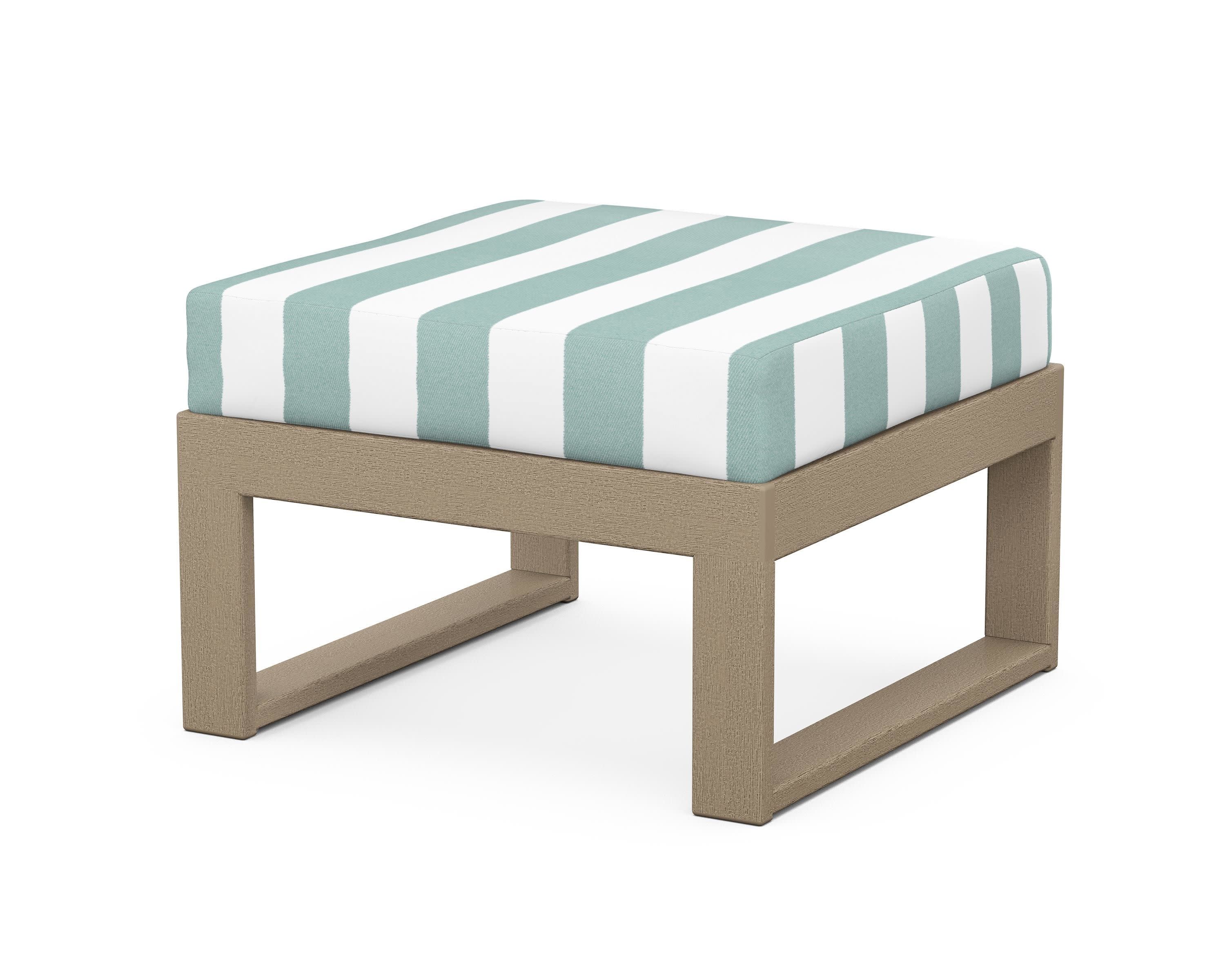 Modular Ottoman - Modern in Vintage Sahara / Cabana Stripe Glacier Spa