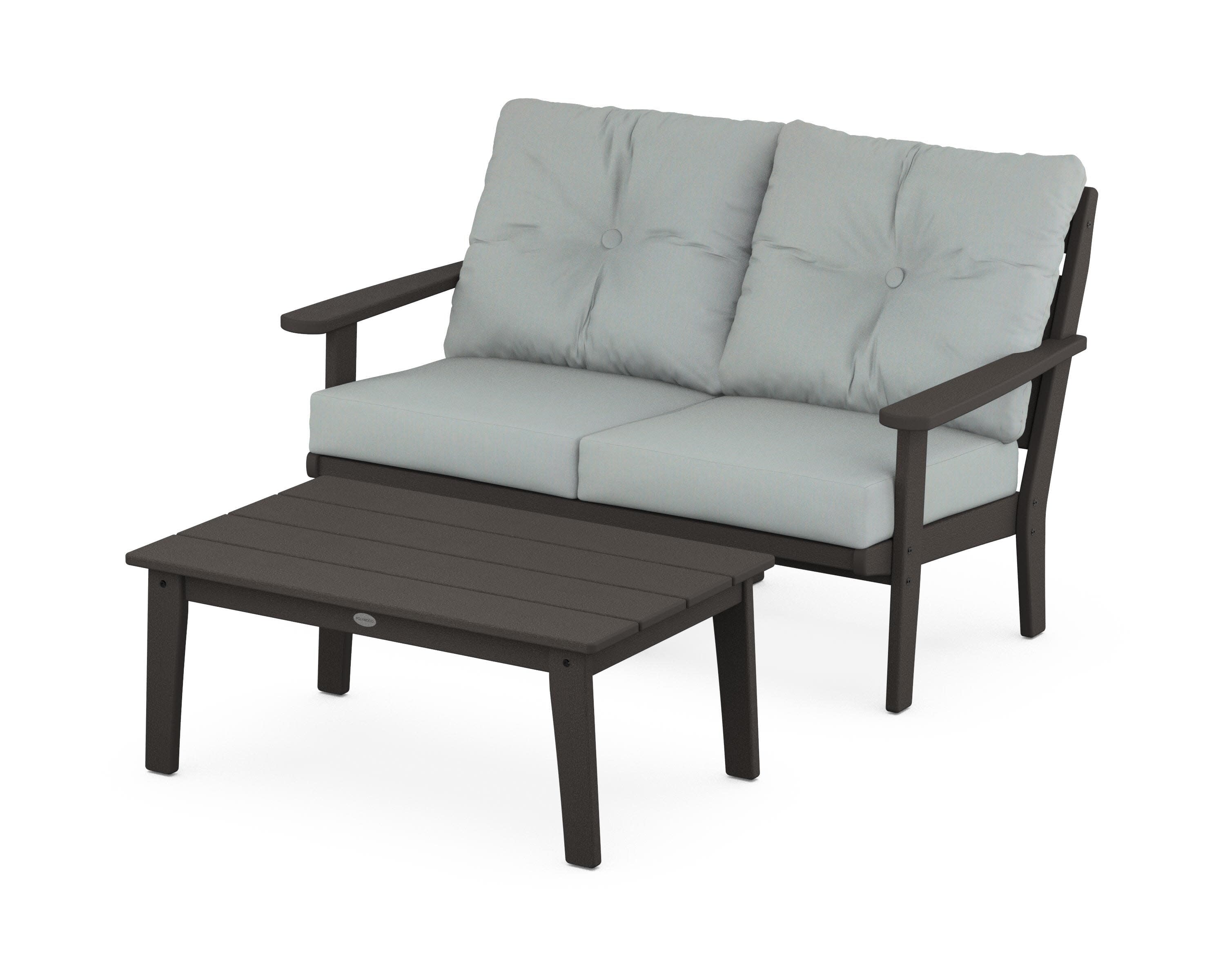 Lakeside 2-Piece Lounge Loveseat Set in Vintage Coffee / Spa