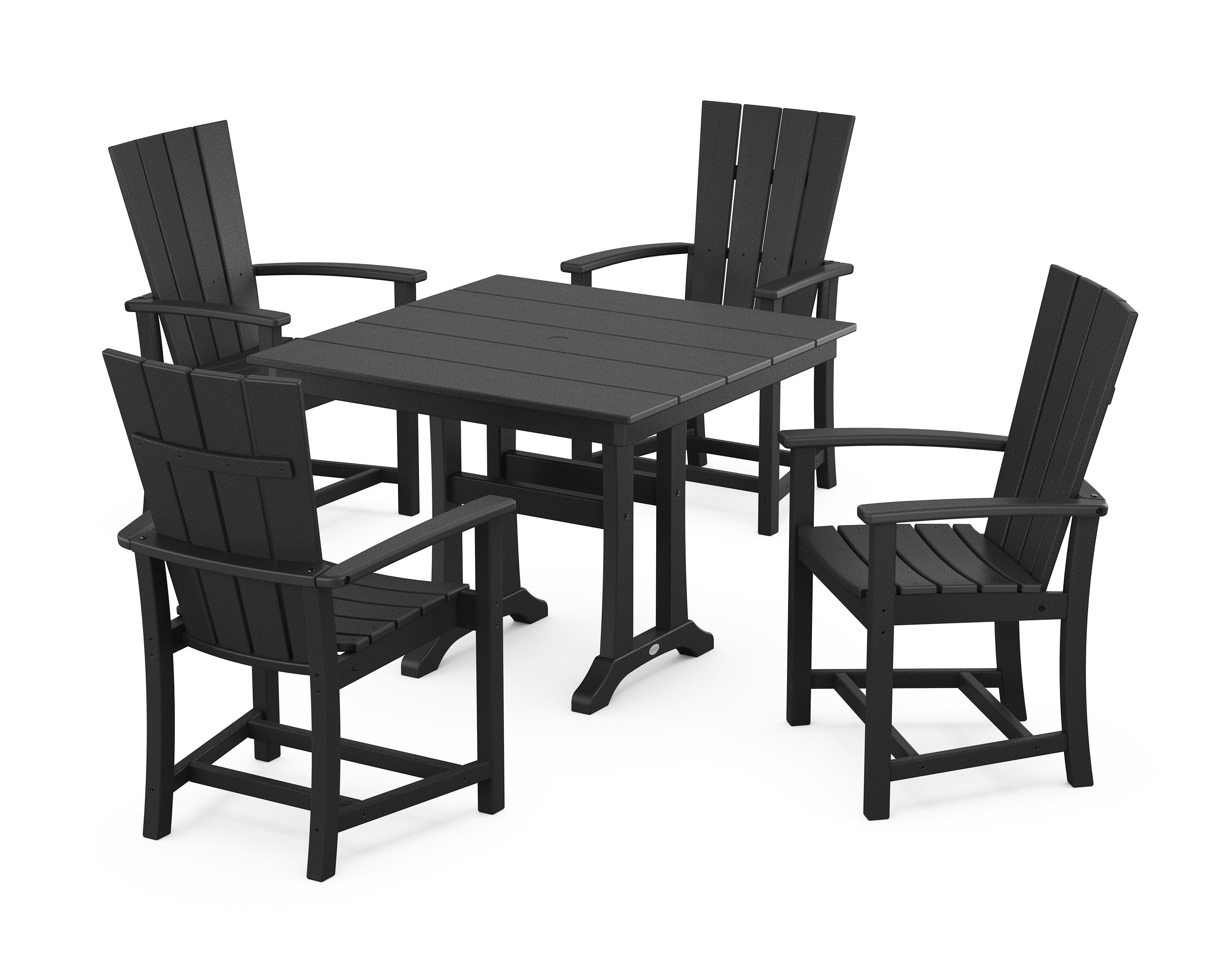 Quattro 5-Piece Farmhouse Dining Set With Trestle Legs in Black