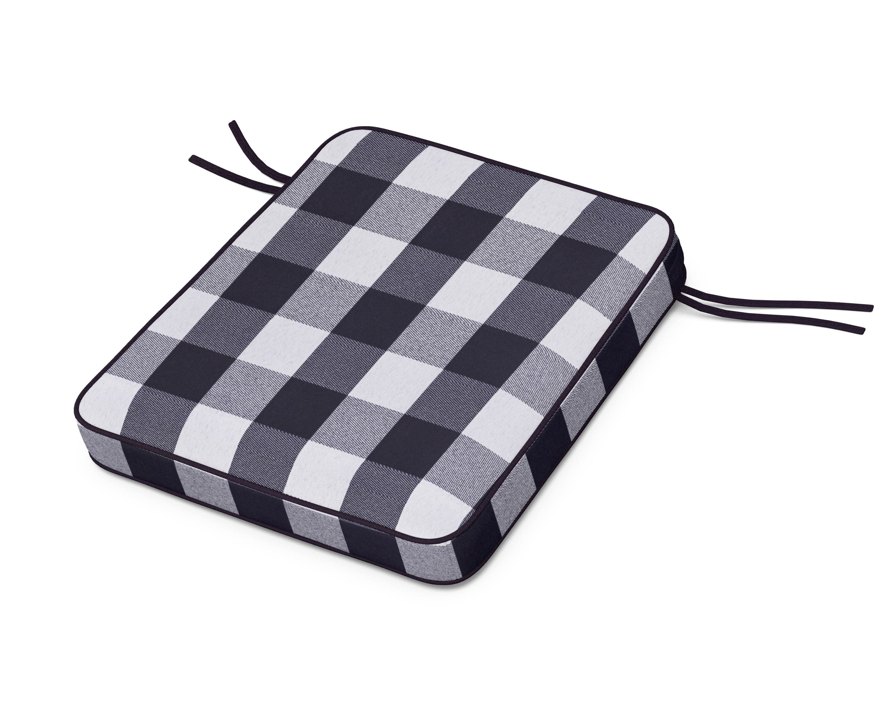Chinoiserie Rocker Seat Cushion in Buffalo Plaid Navy