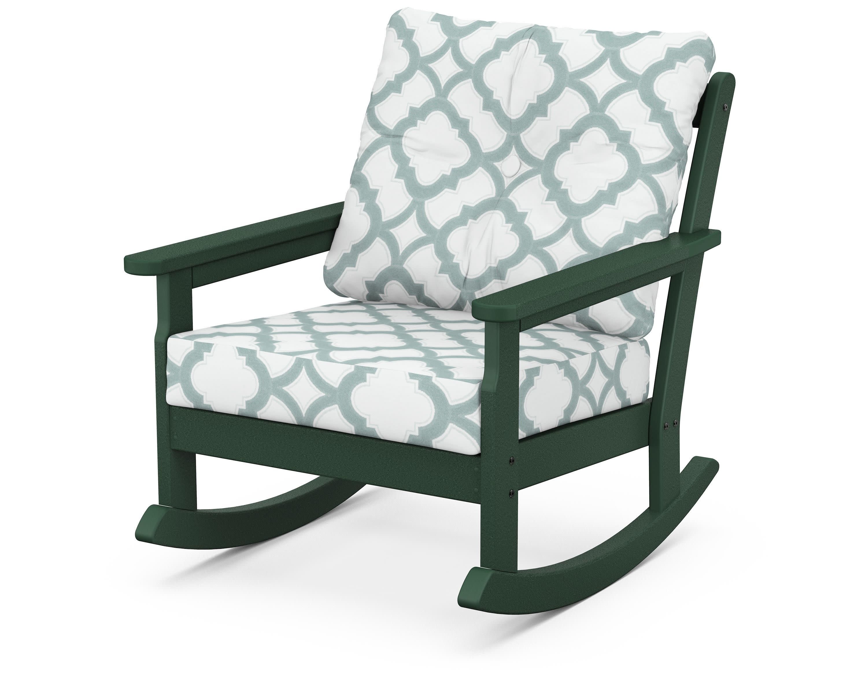 Vineyard Deep Seating Rocking Chair in Green / Trellis Glacier Spa