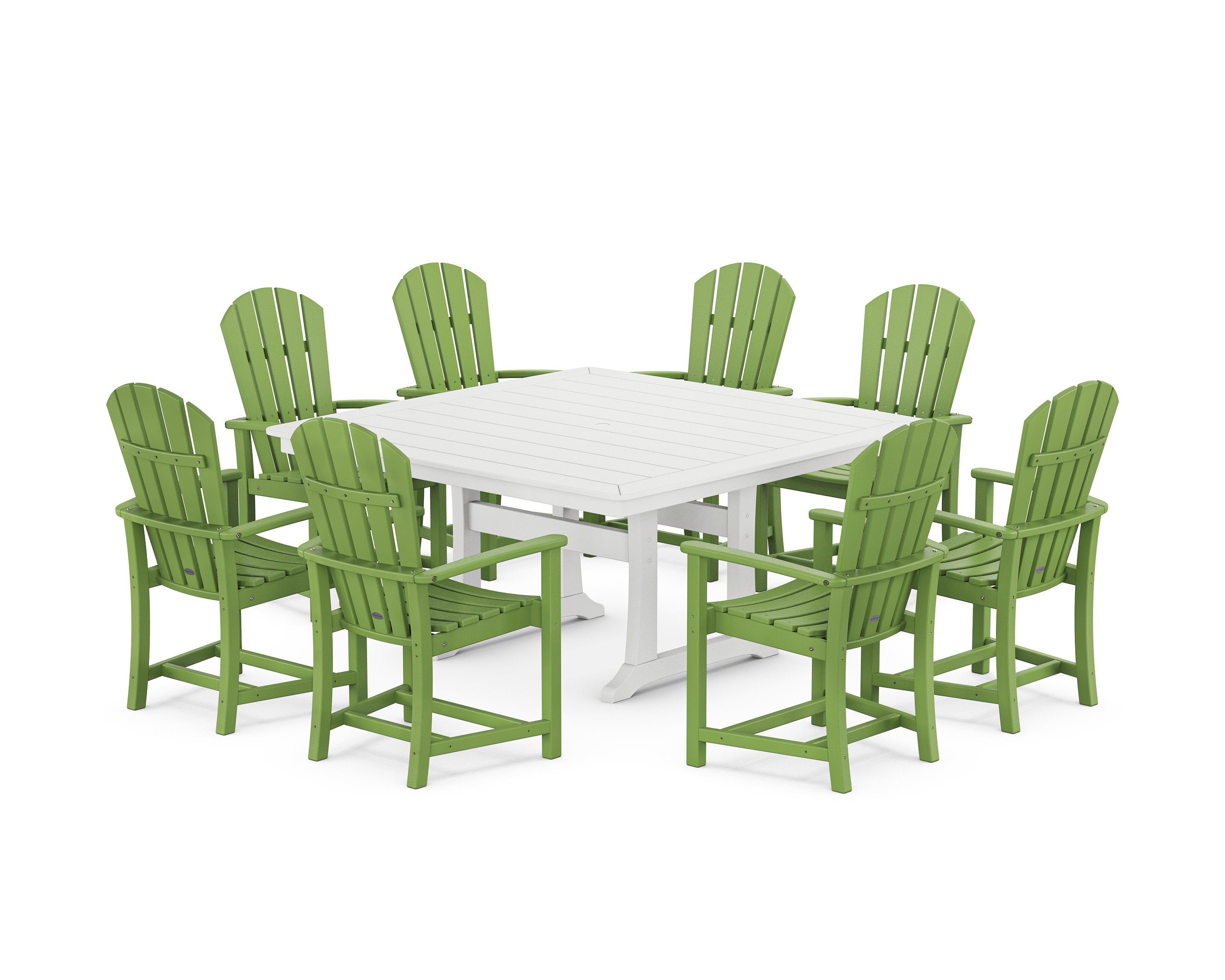 Palm Coast 9-Piece Square Dining Set with Trestle Legs in Lime / White