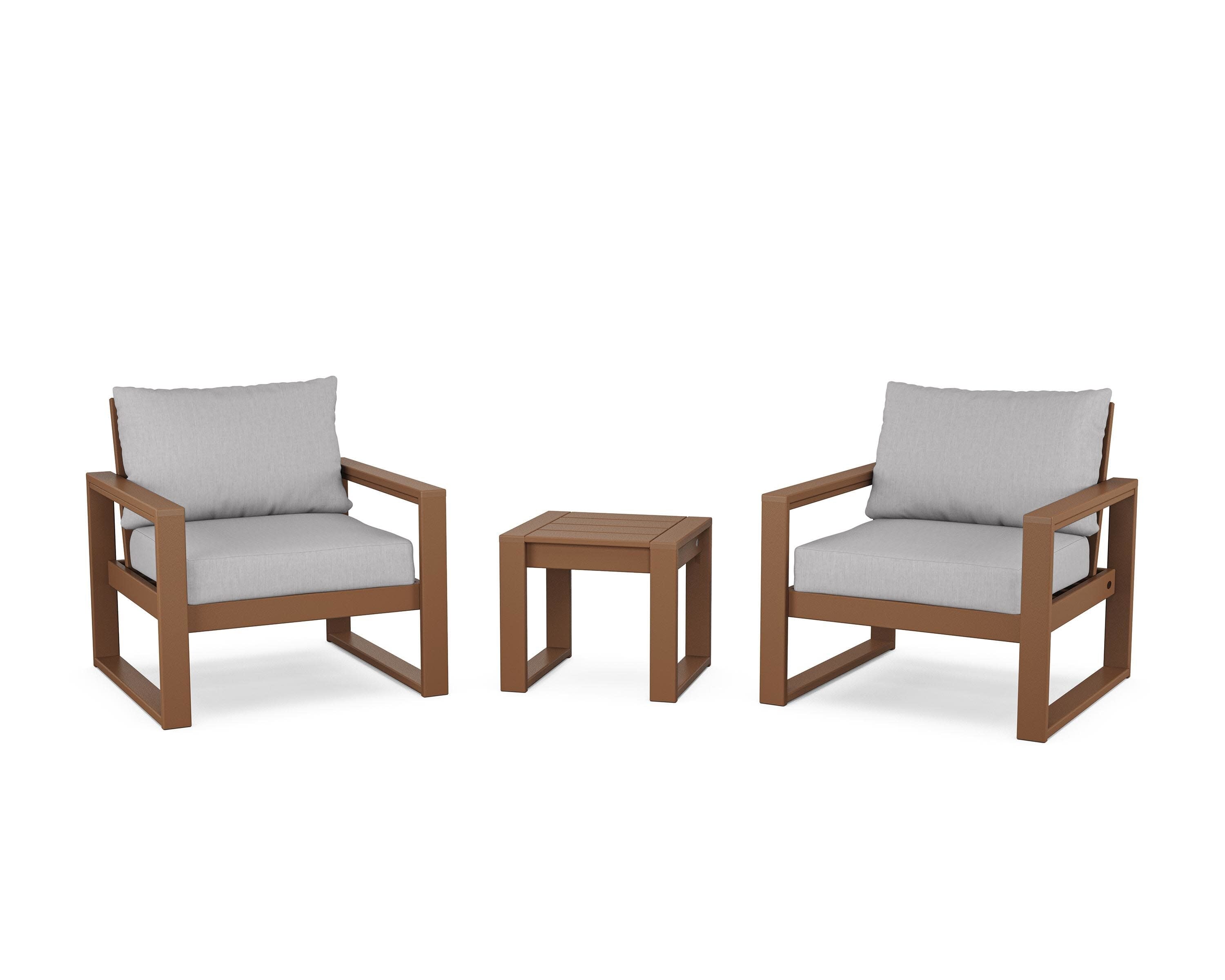 EDGE Sectional 3-Piece Deep Seating Set in Teak / Granite