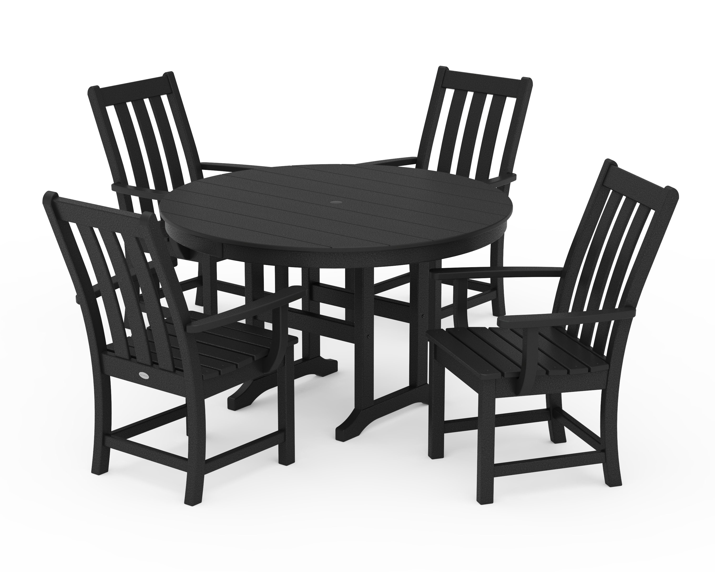 Vineyard 5-Piece Round Farmhouse Dining Set in Black