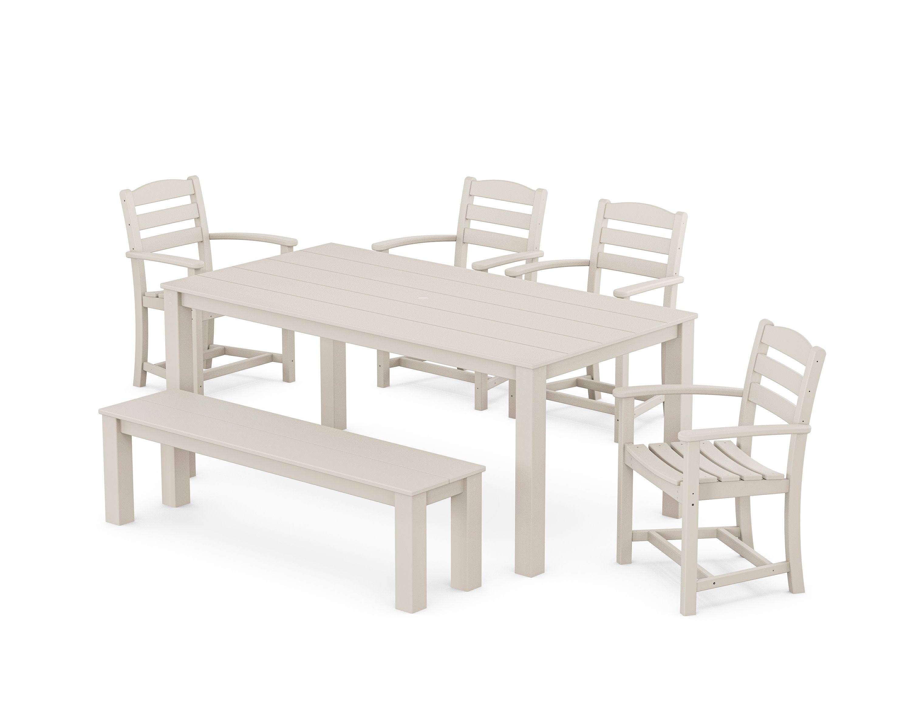 La Casa Cafe' 6-Piece Parsons Dining Set with Bench in Sand