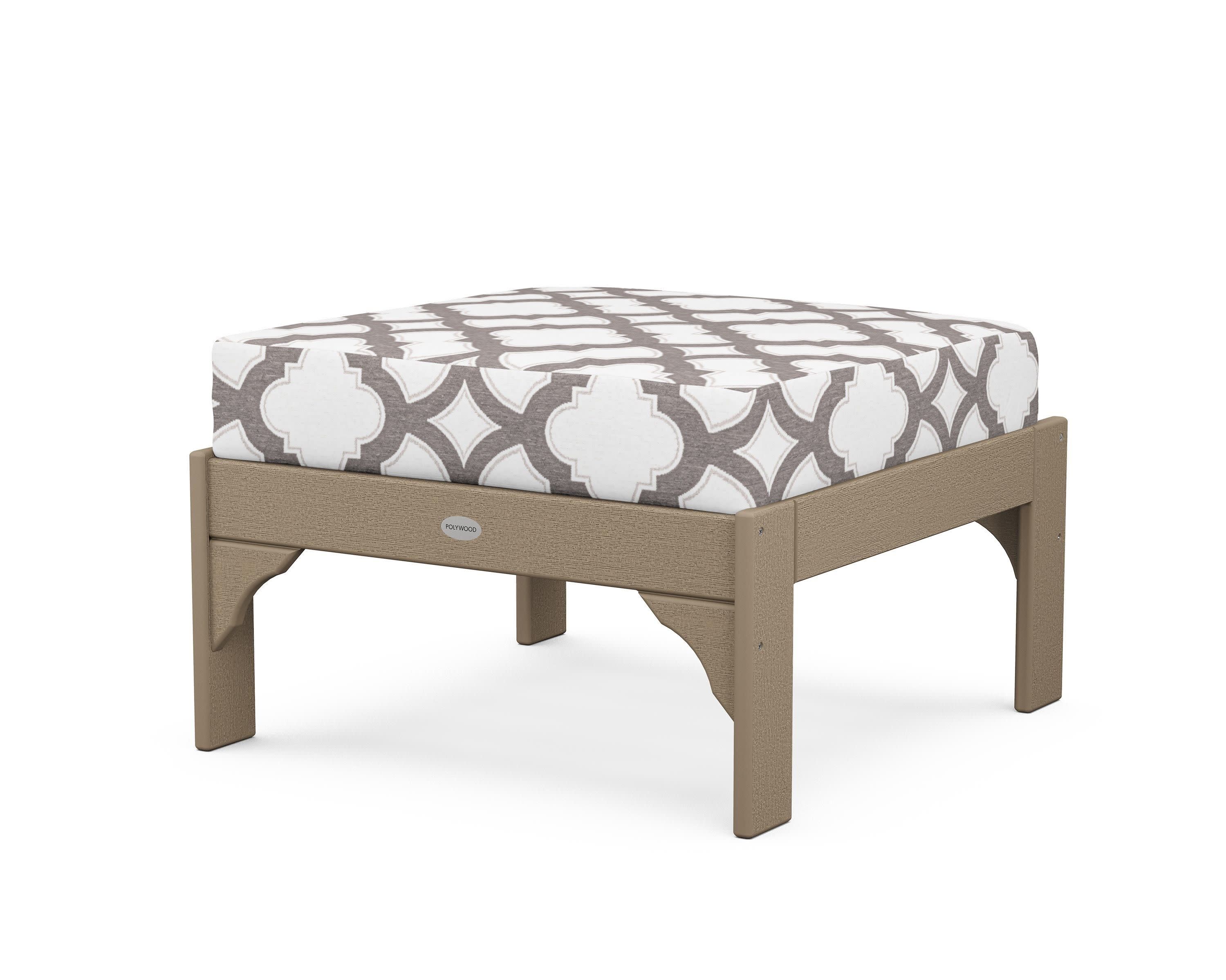 Vineyard Deep Seating Ottoman in Vintage Sahara / Trellis Grey Mist