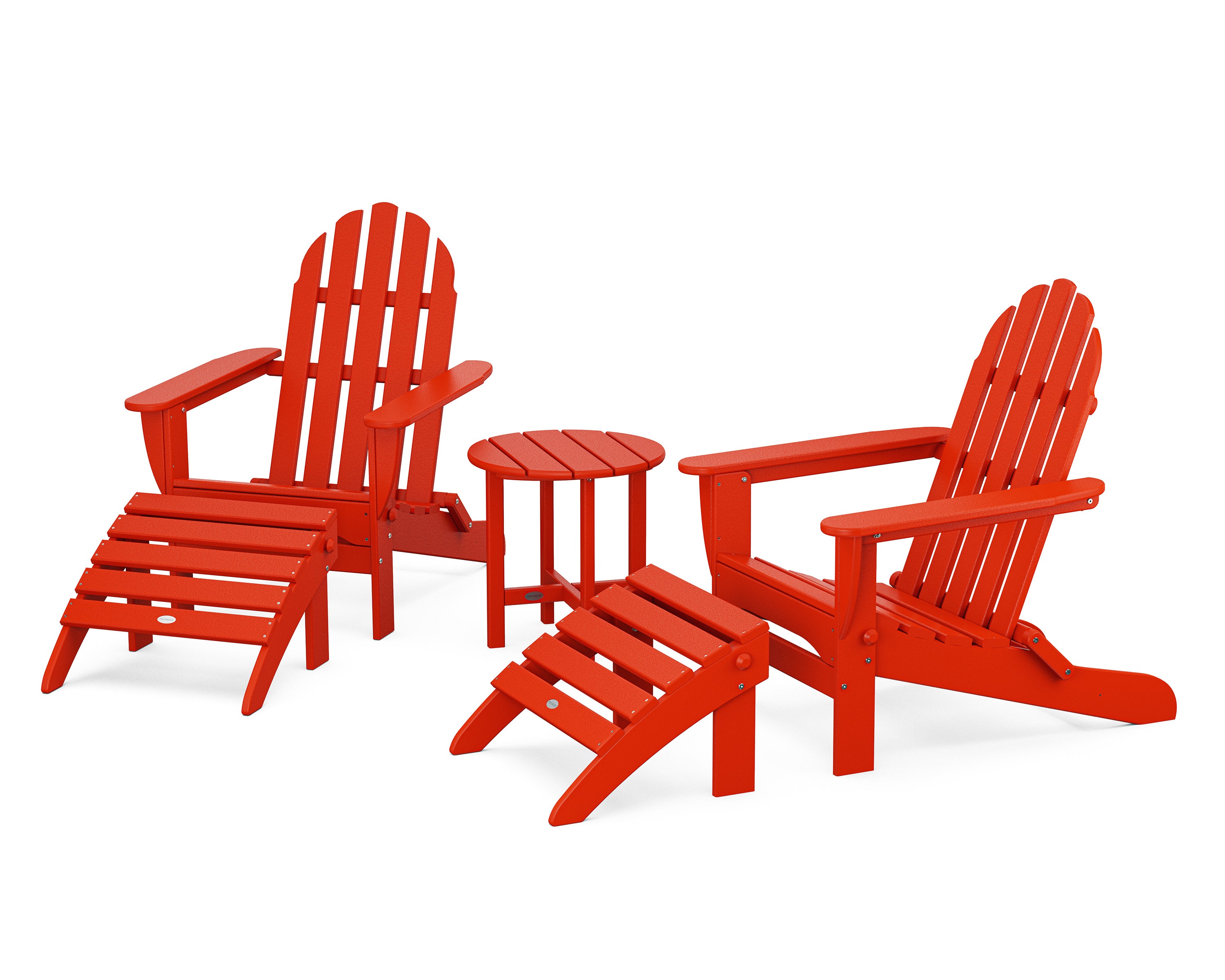 Classic Adirondack 5-Piece Casual Set in Sunset Red