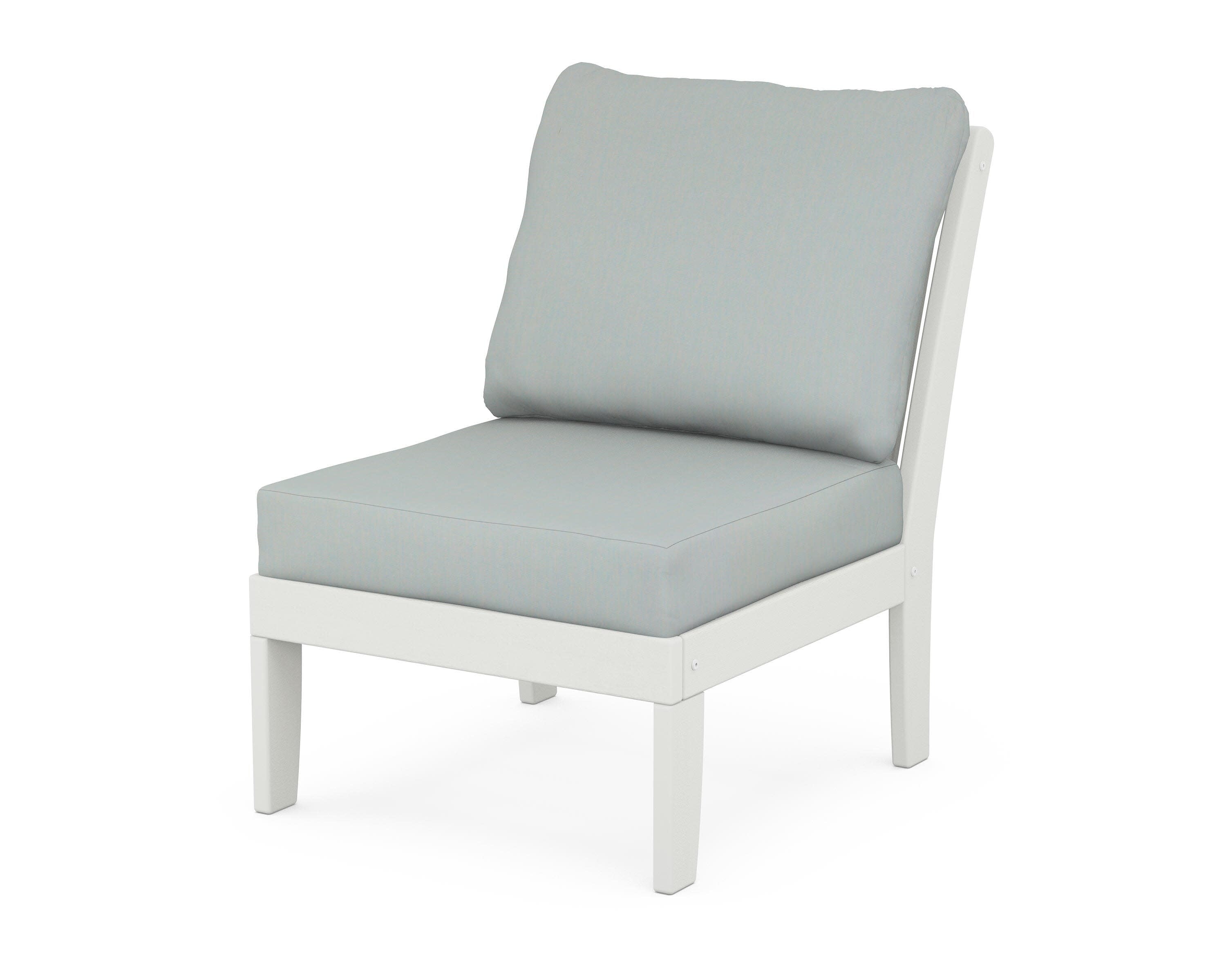 Braxton Modular Armless Chair in Vintage White / Spa