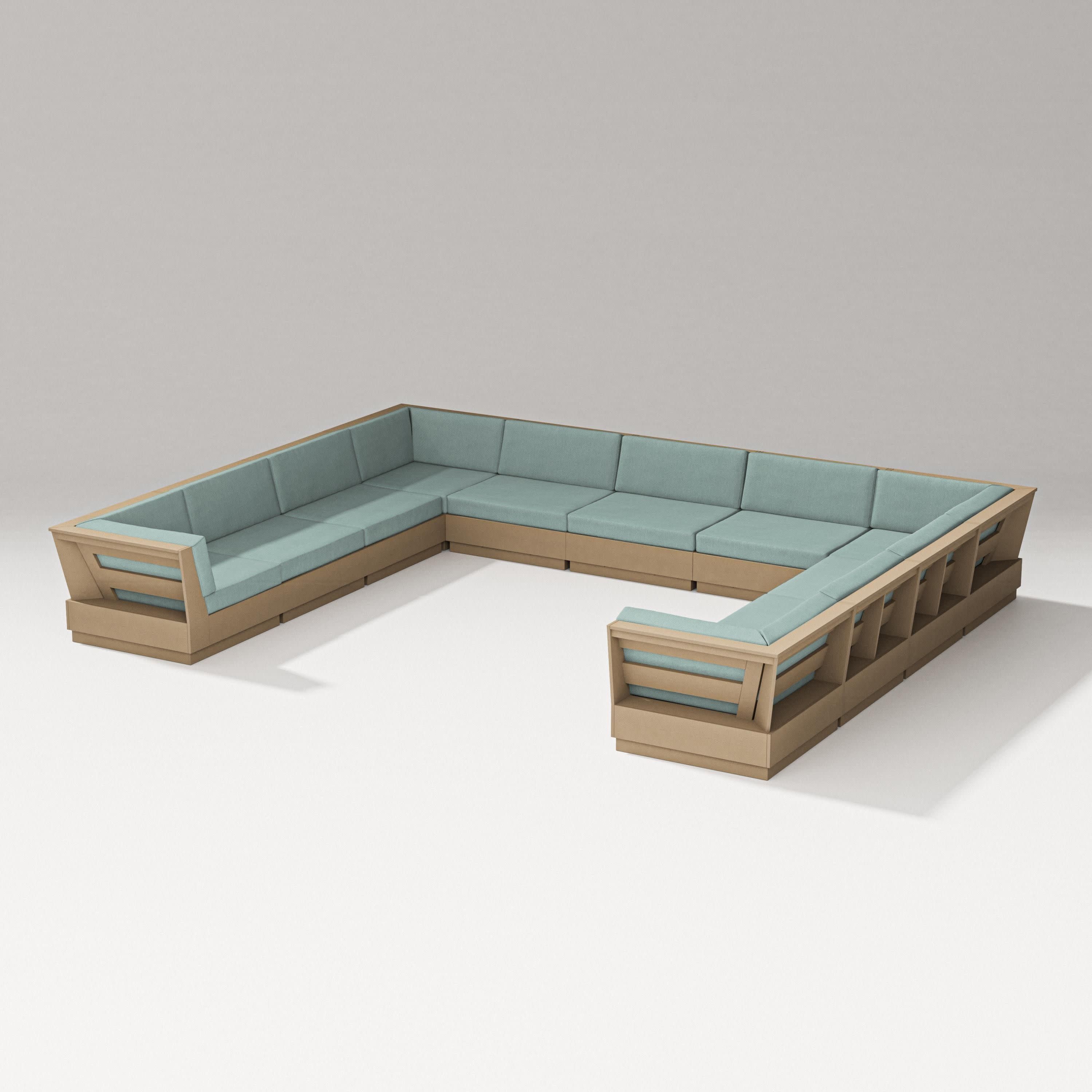 Elevate Large U-Shaped Sectional in Vintage Sahara / Glacier Spa