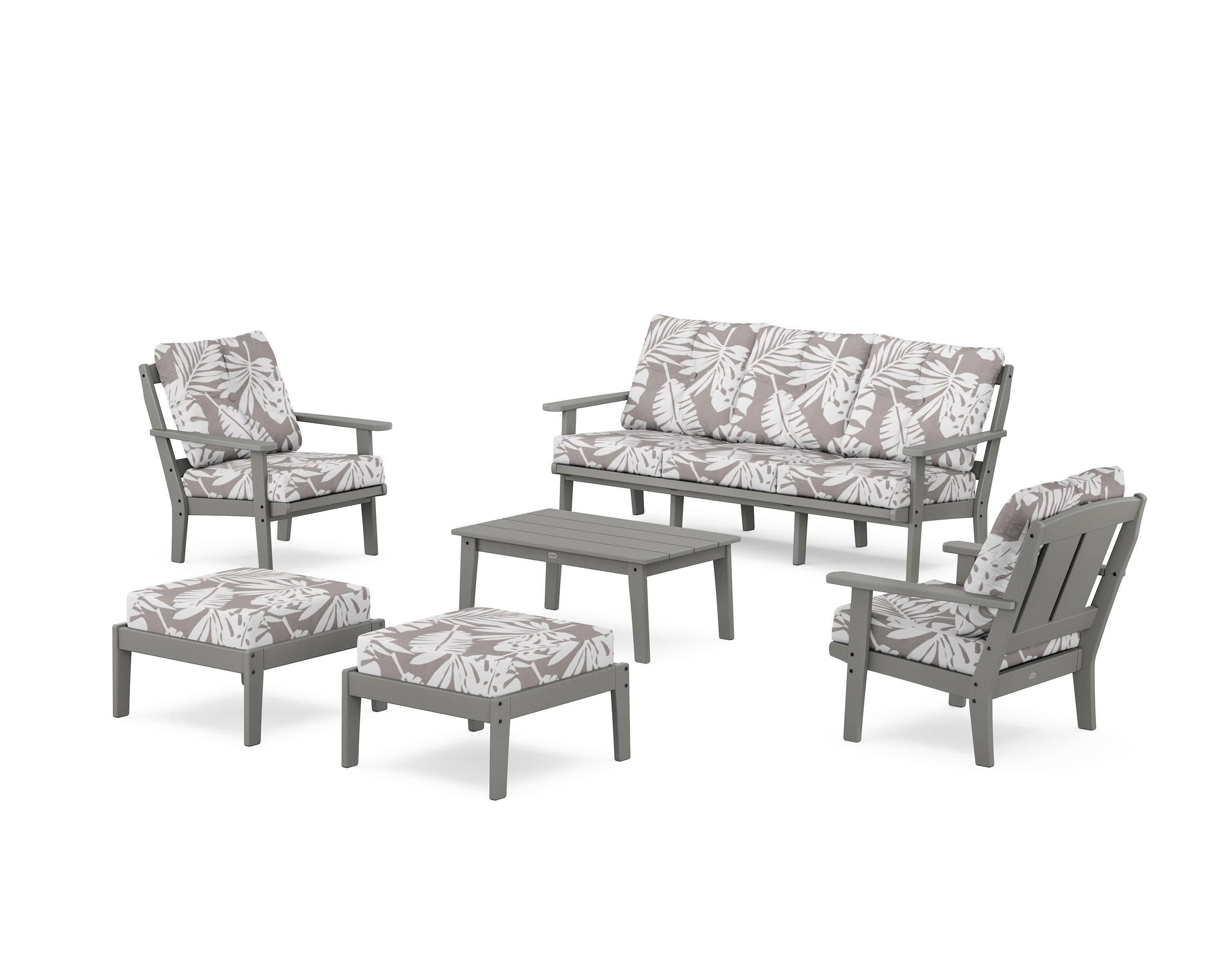 Mission 6-Piece Lounge Sofa Set in Slate Grey / Leaf Grey Mist