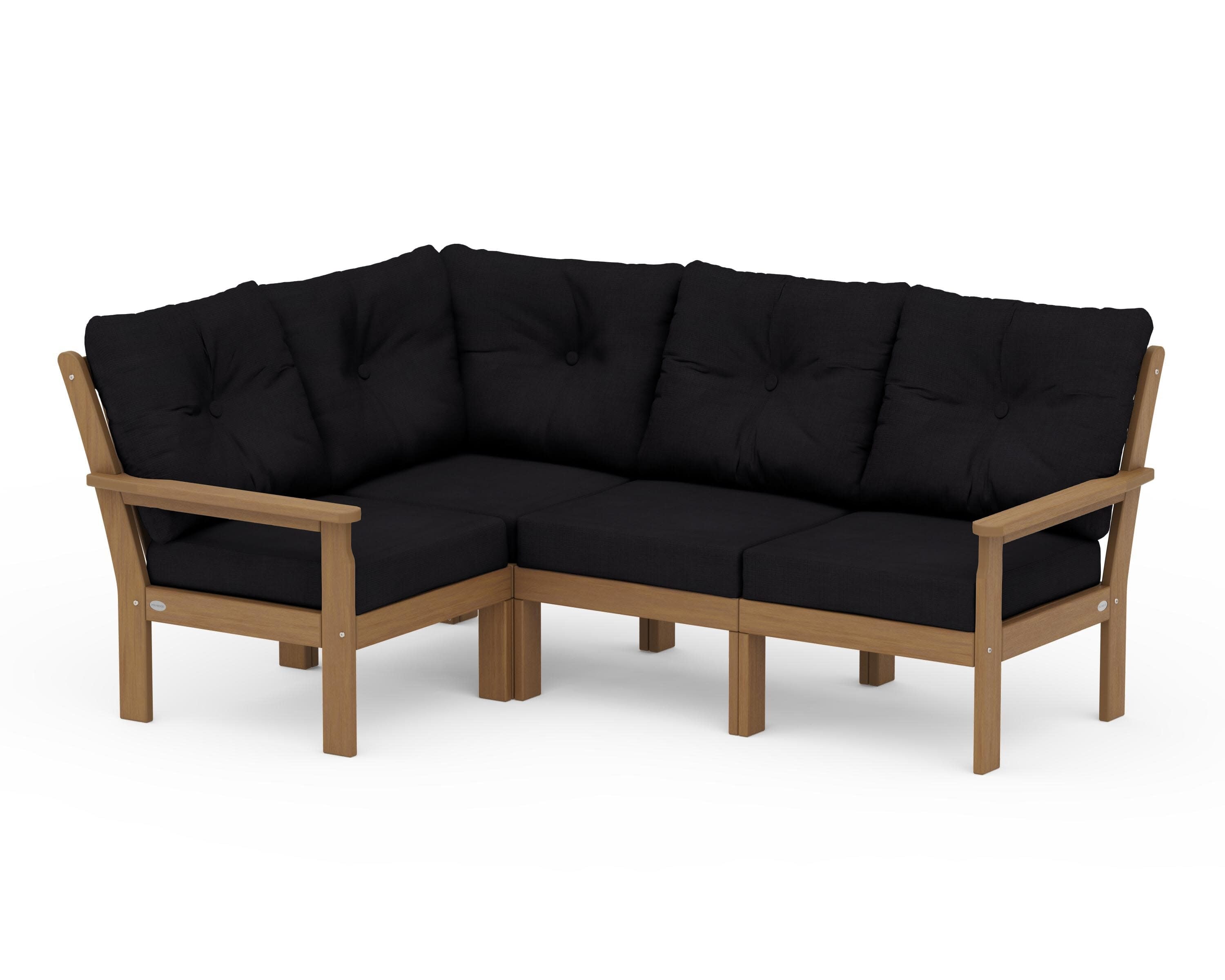 Vineyard 4-Piece Sectional in Natural / Midnight Linen