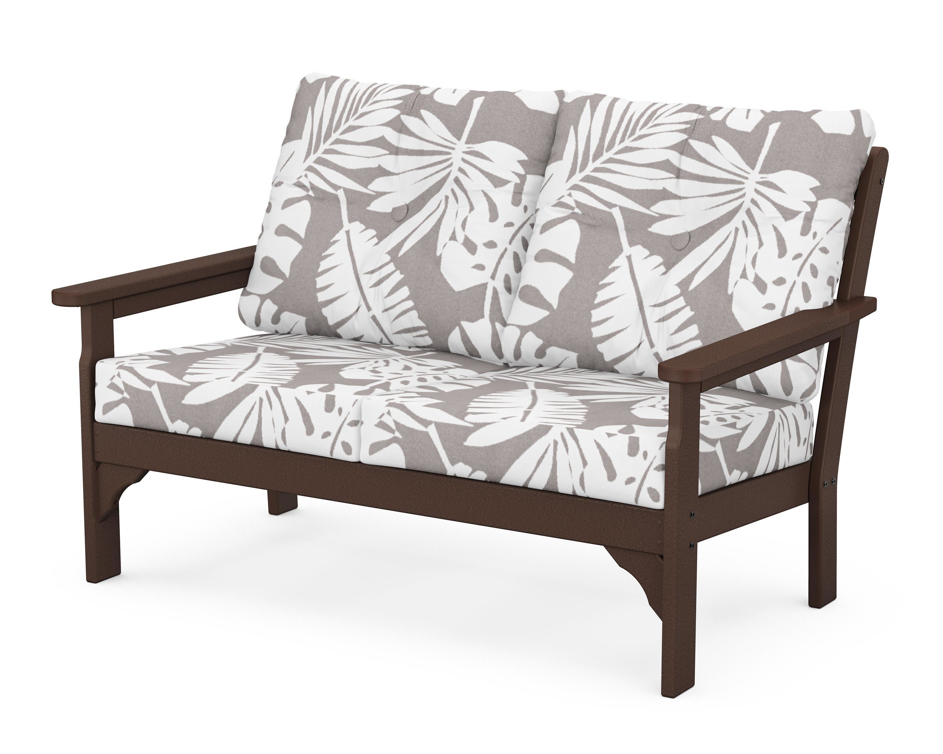 Vineyard Deep Seating Loveseat in Mahogany / Leaf Grey Mist