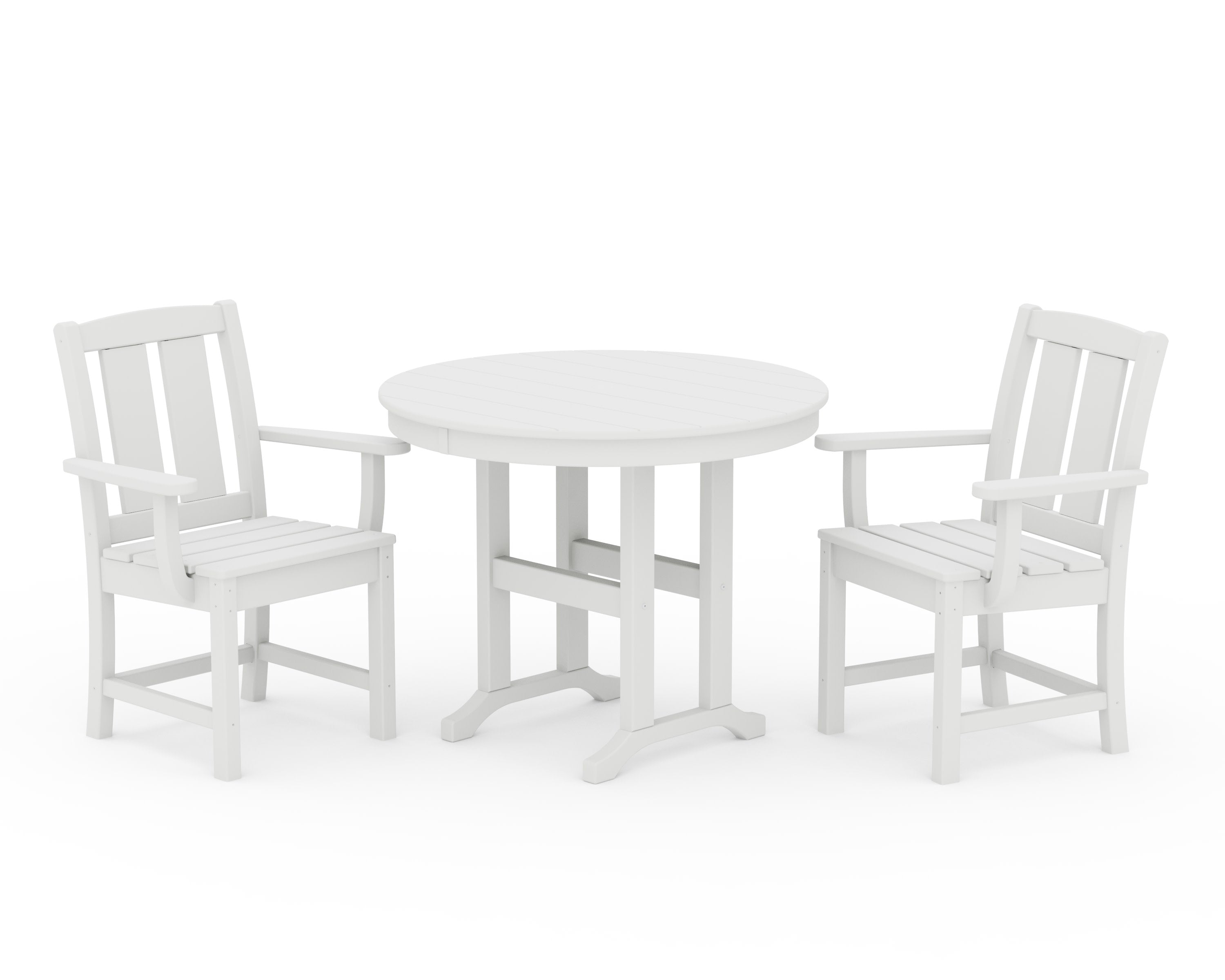 Mission 3-Piece Farmhouse Dining Set in White