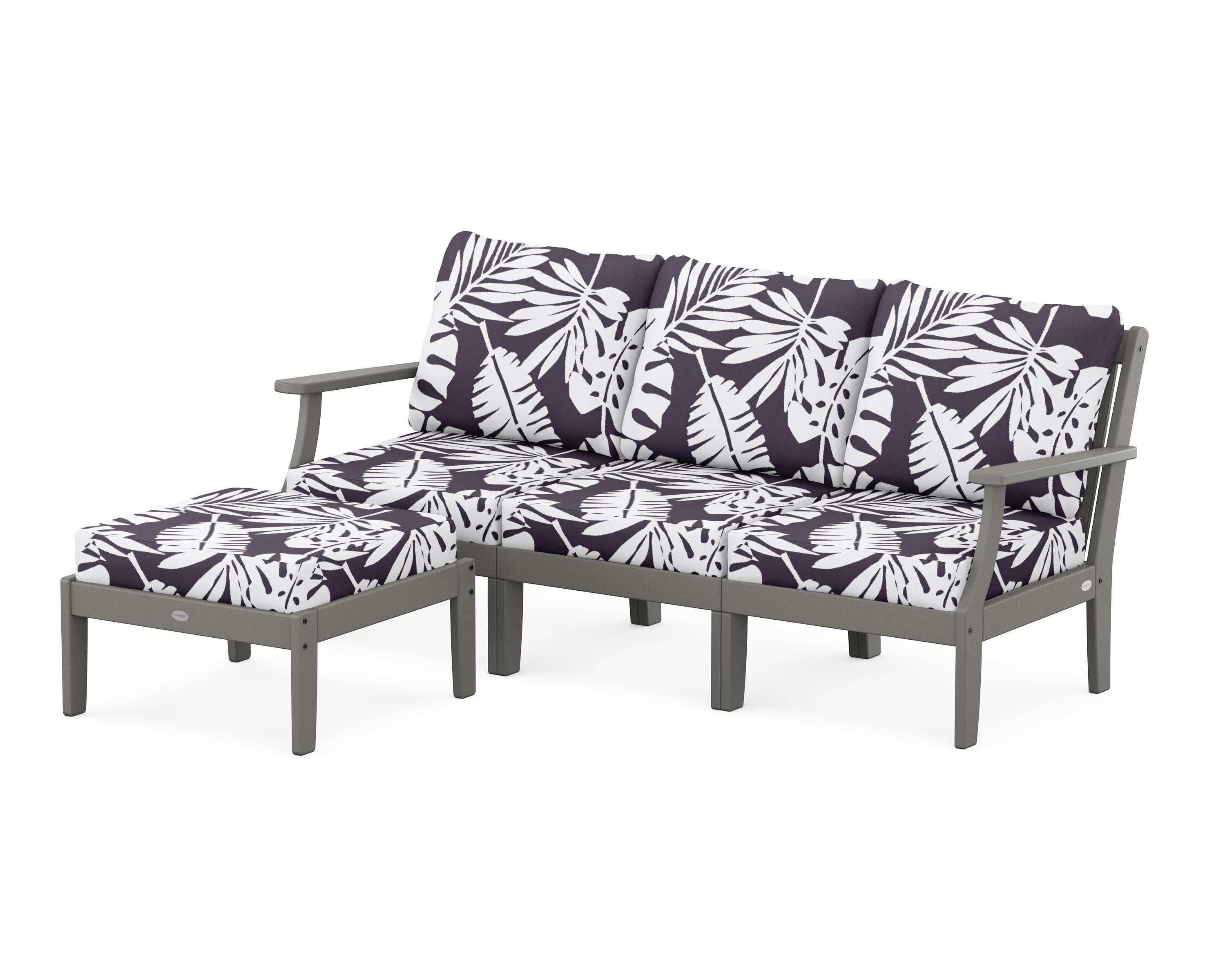 Braxton Modular 4-Piece Deep Seating Set with Ottoman in Slate Grey / Leaf Navy