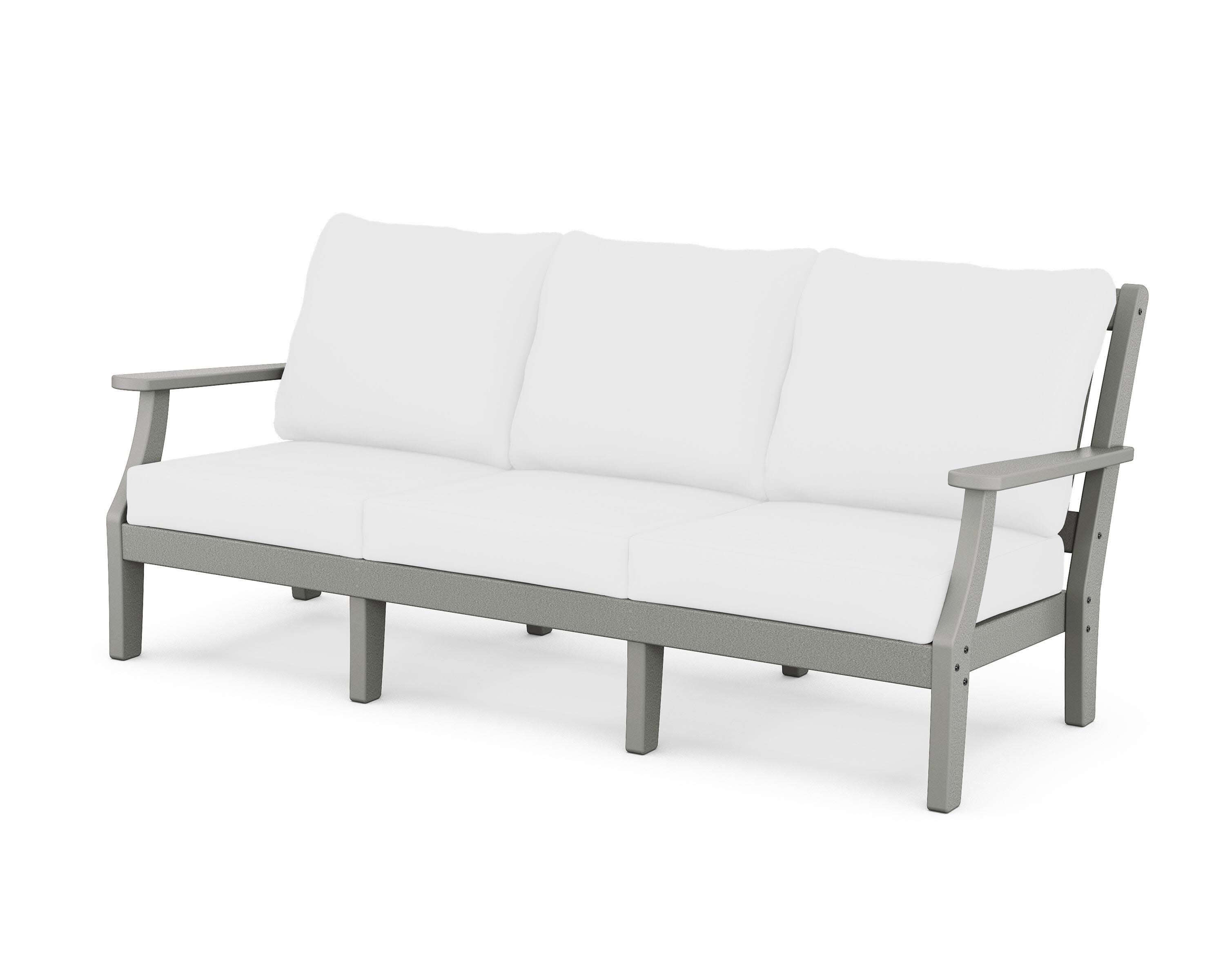 Chinoiserie Deep Seating Sofa in Slate Grey / Natural