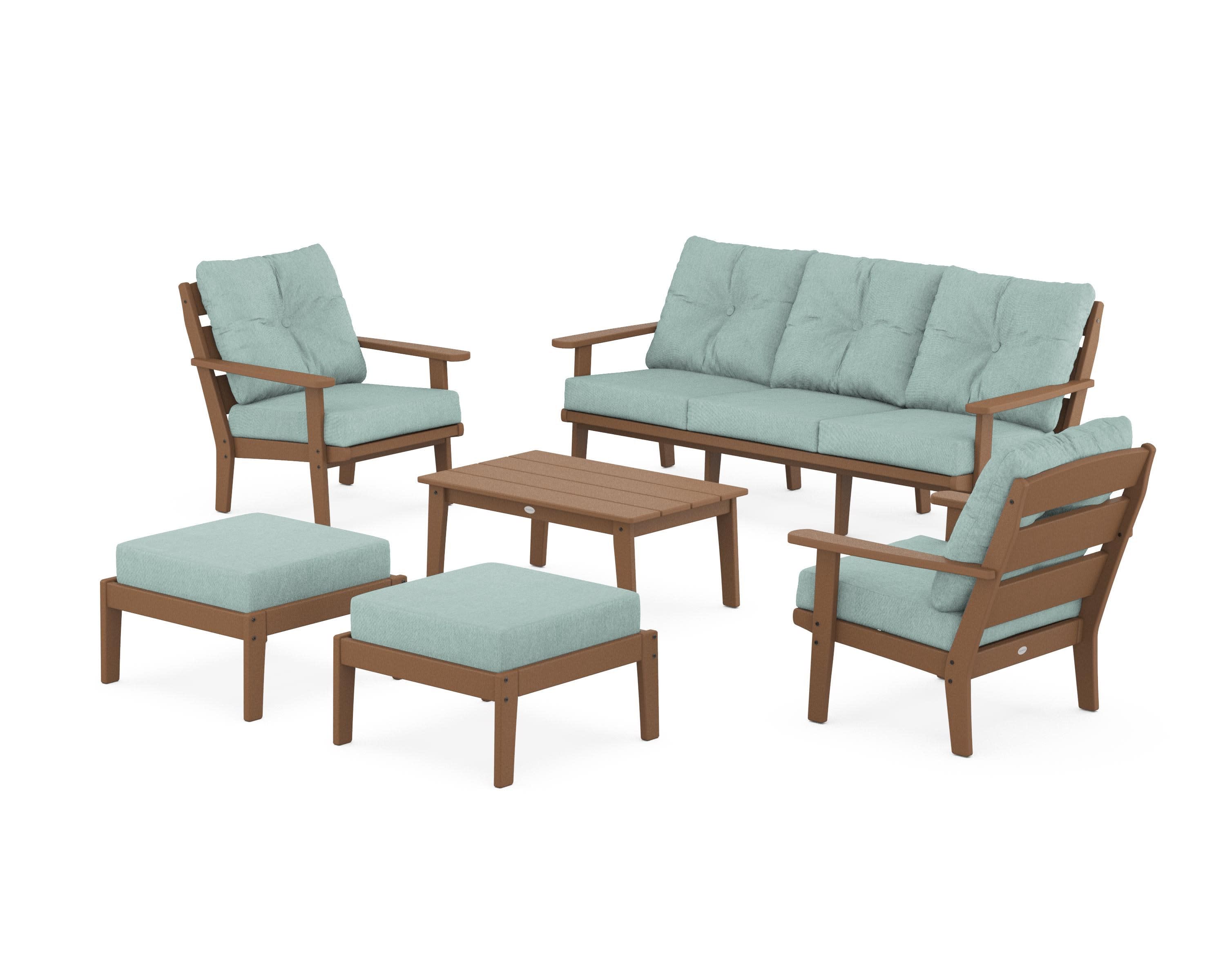 Lakeside 6-Piece Lounge Sofa Set in Teak / Glacier Spa