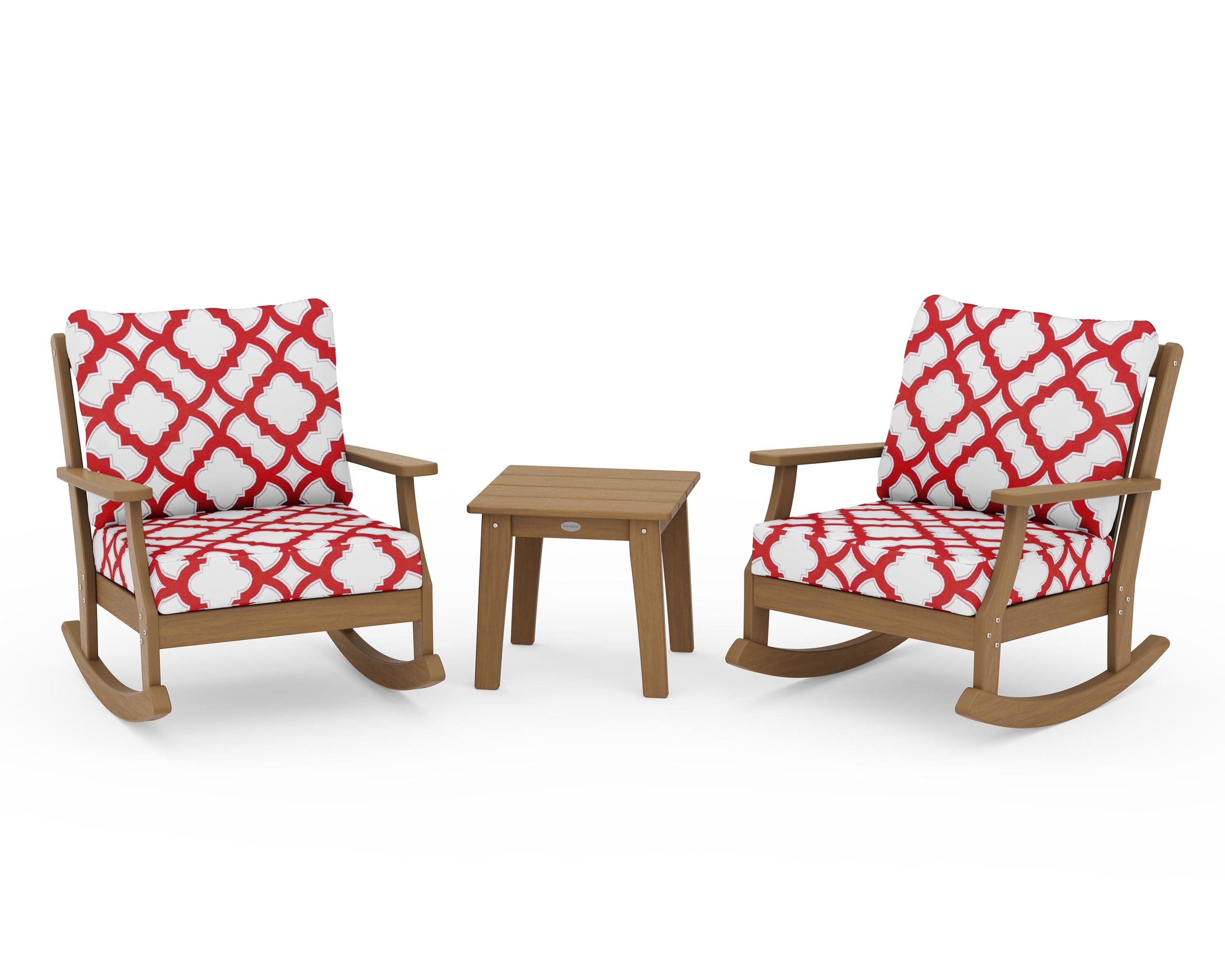Braxton 3-Piece Deep Seating Rocker Set in Natural / Trellis Crimson