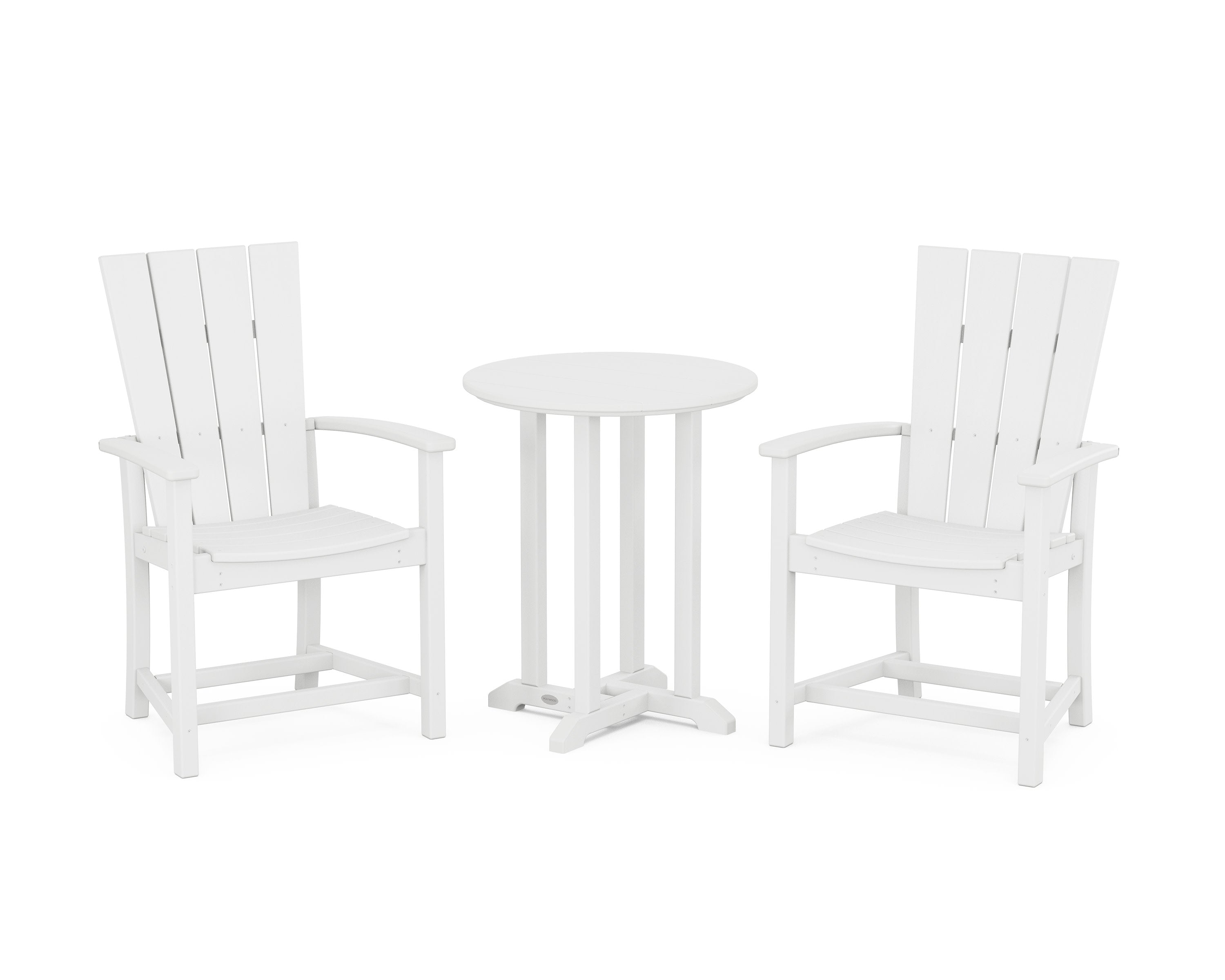 Quattro 3-Piece Round Farmhouse Bistro Dining Set in White