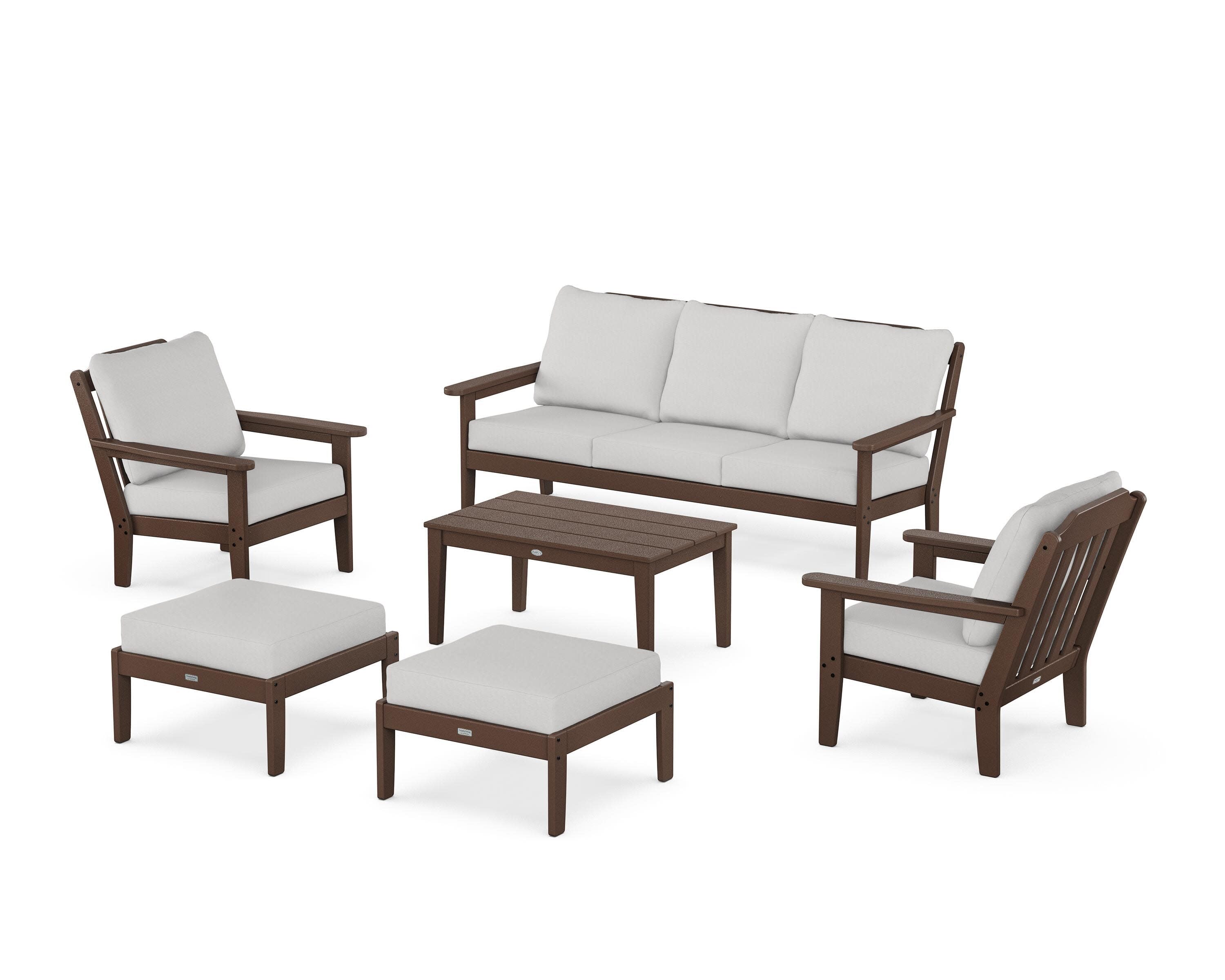 Cottage 6-Piece Lounge Sofa Set in Mahogany / Diamond in the Rough