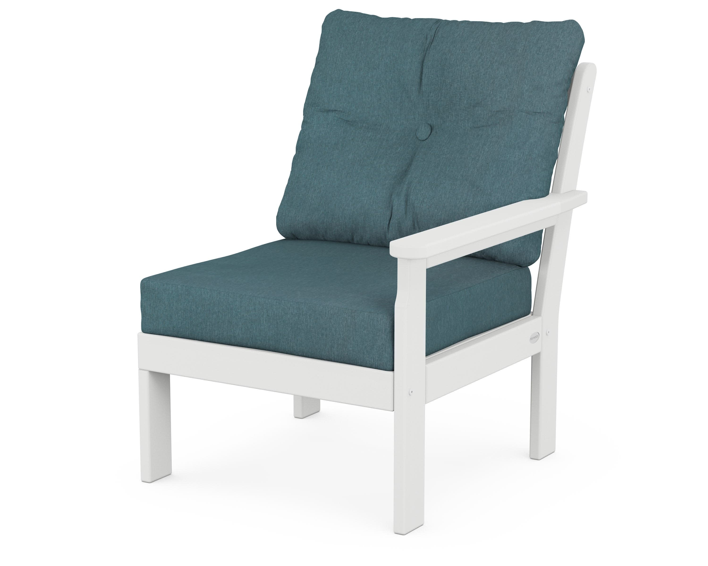 Vineyard Modular Right Arm Chair in White / Ocean Teal
