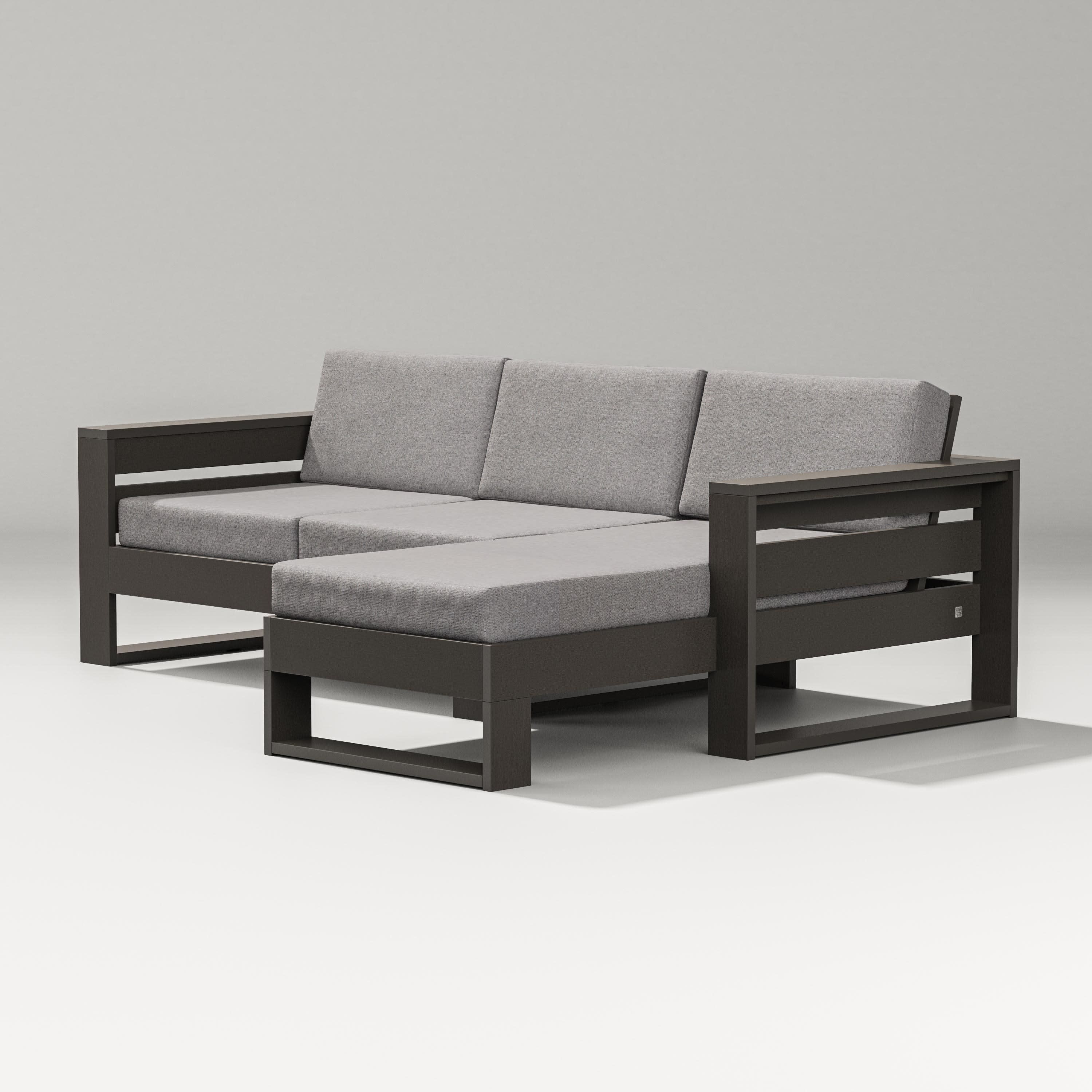 Latitude Right Chaise Sectional in Vintage Coffee / Grey Mist