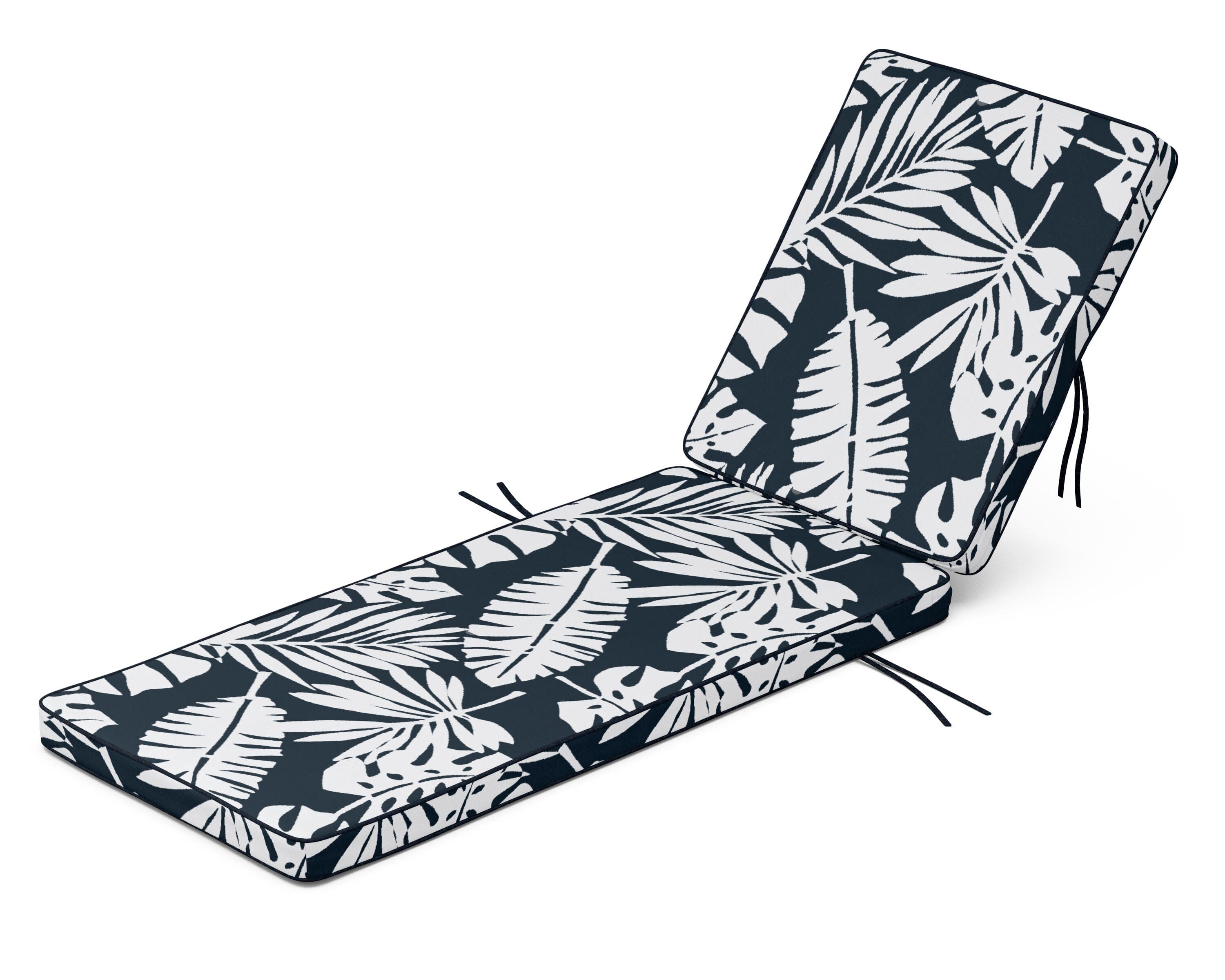 Acadia Chaise Cushion in Leaf Marine Indigo