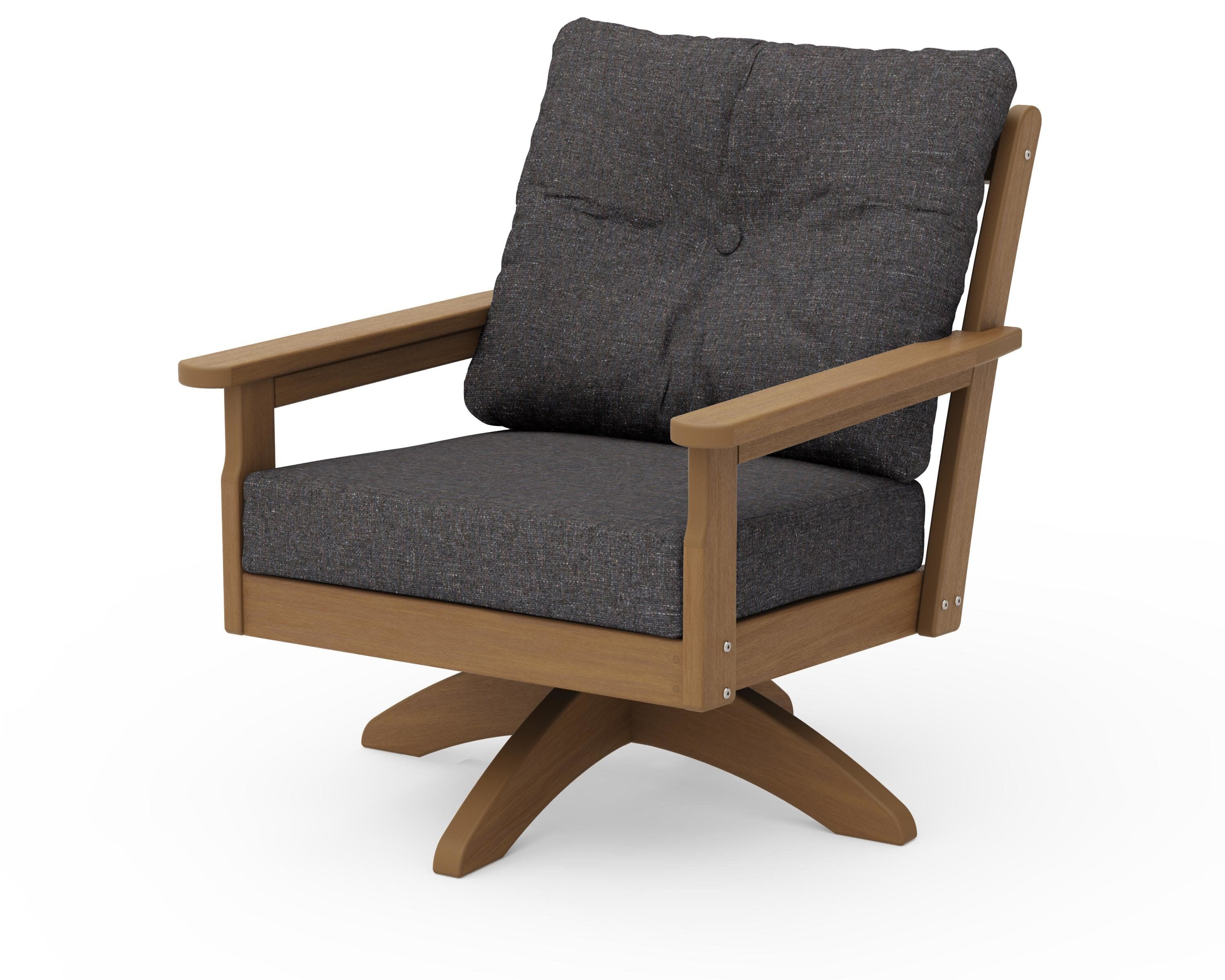 Vineyard Deep Seating Swivel Chair in Natural / Ash Charcoal