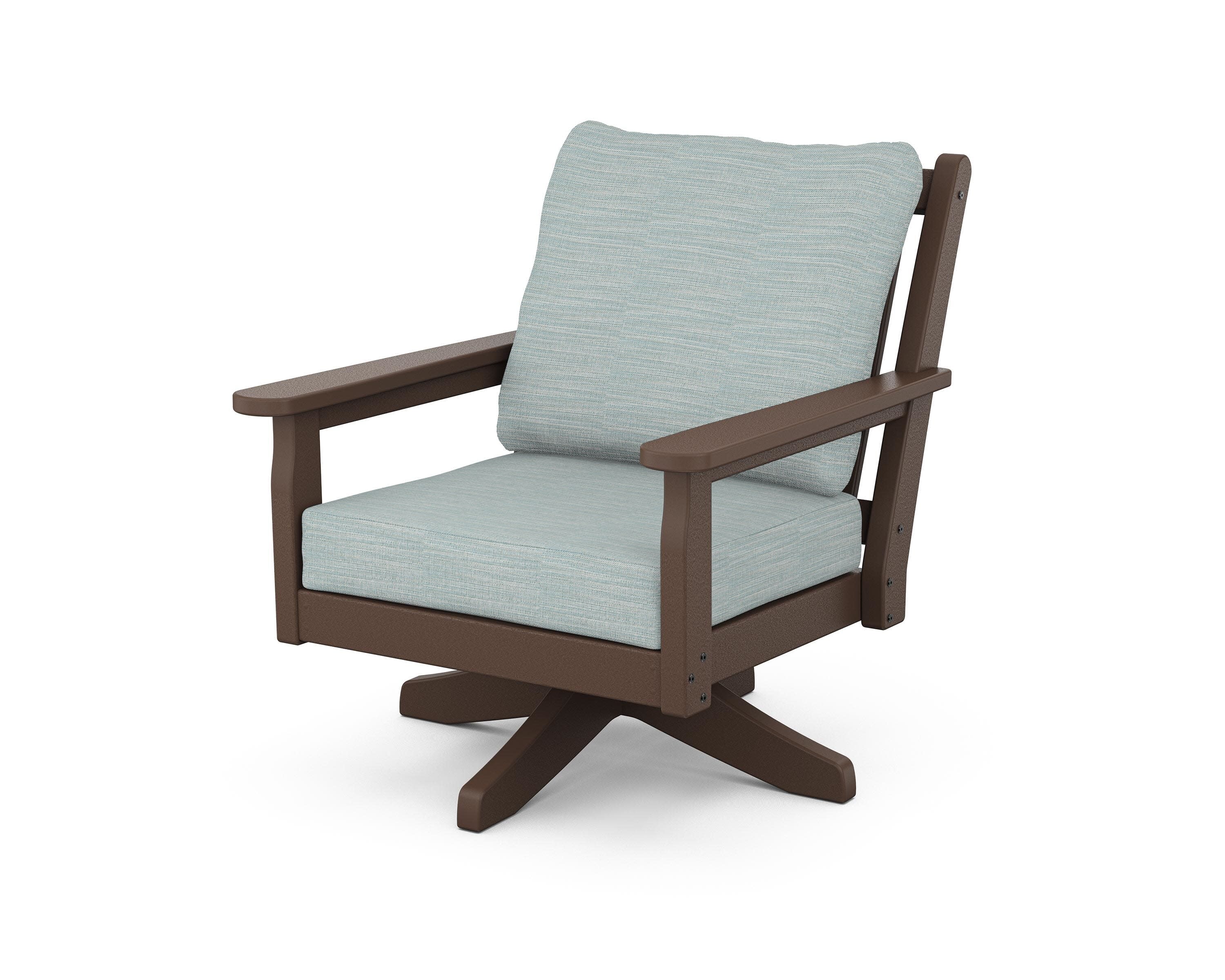 Chippendale Deep Seating Swivel Chair in Mahogany / Soothe Mist