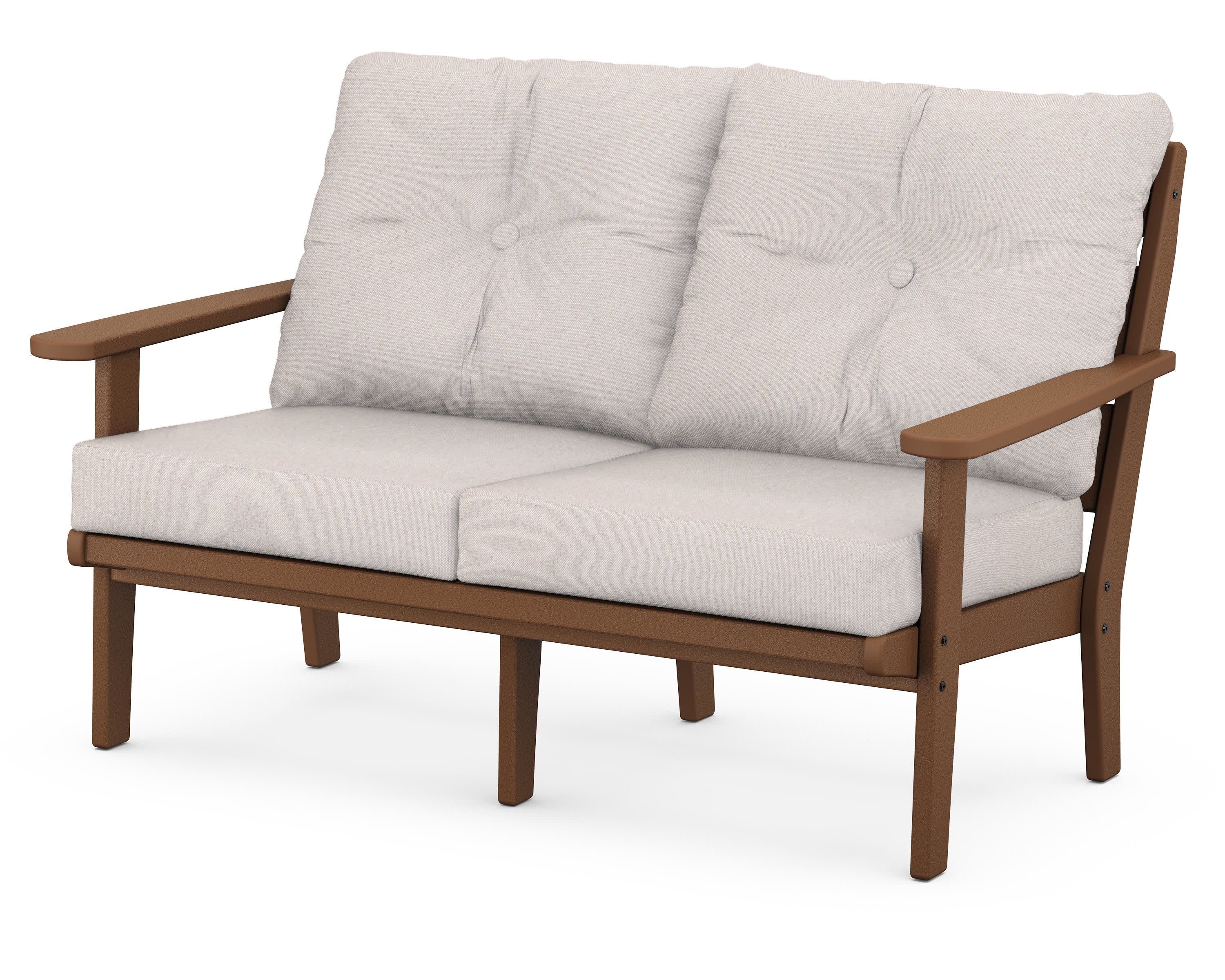 Lakeside Deep Seating Loveseat in Teak / Dune Burlap