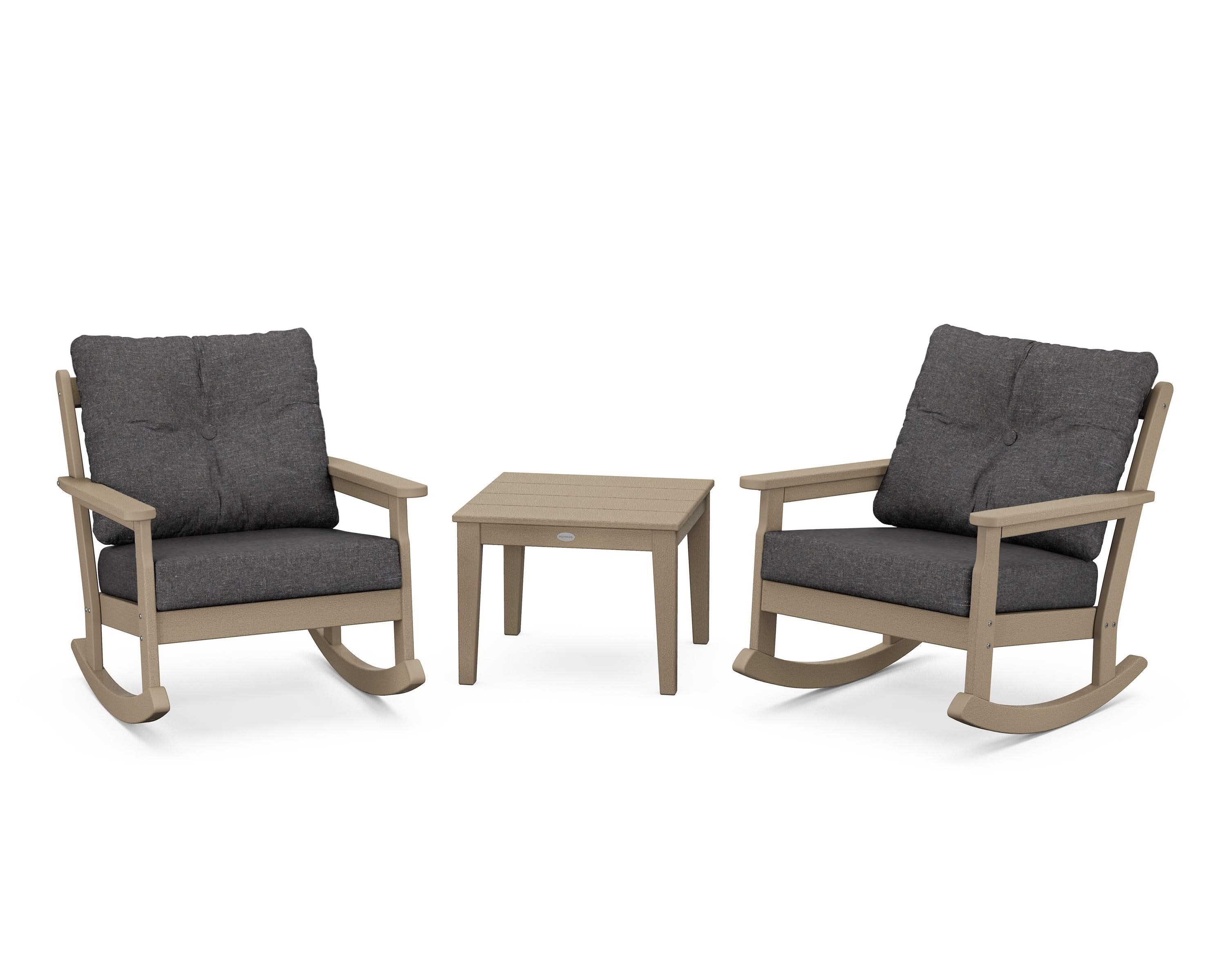 Vineyard 3-Piece Deep Seating Rocker Set in Vintage Sahara / Ash Charcoal