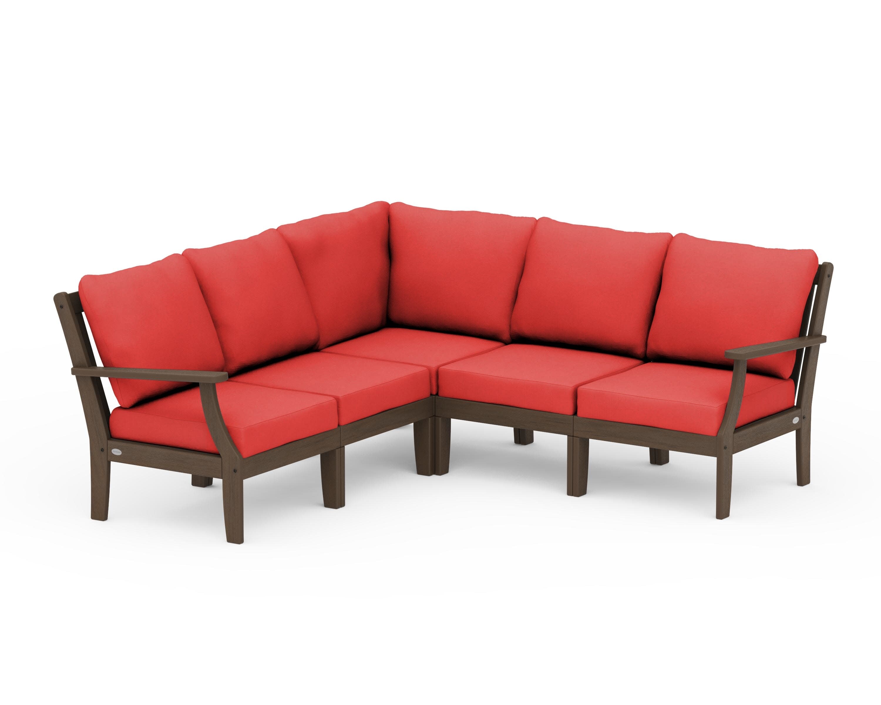 Braxton Modular 5-Piece Deep Seating Set in Kona / Crimson Linen