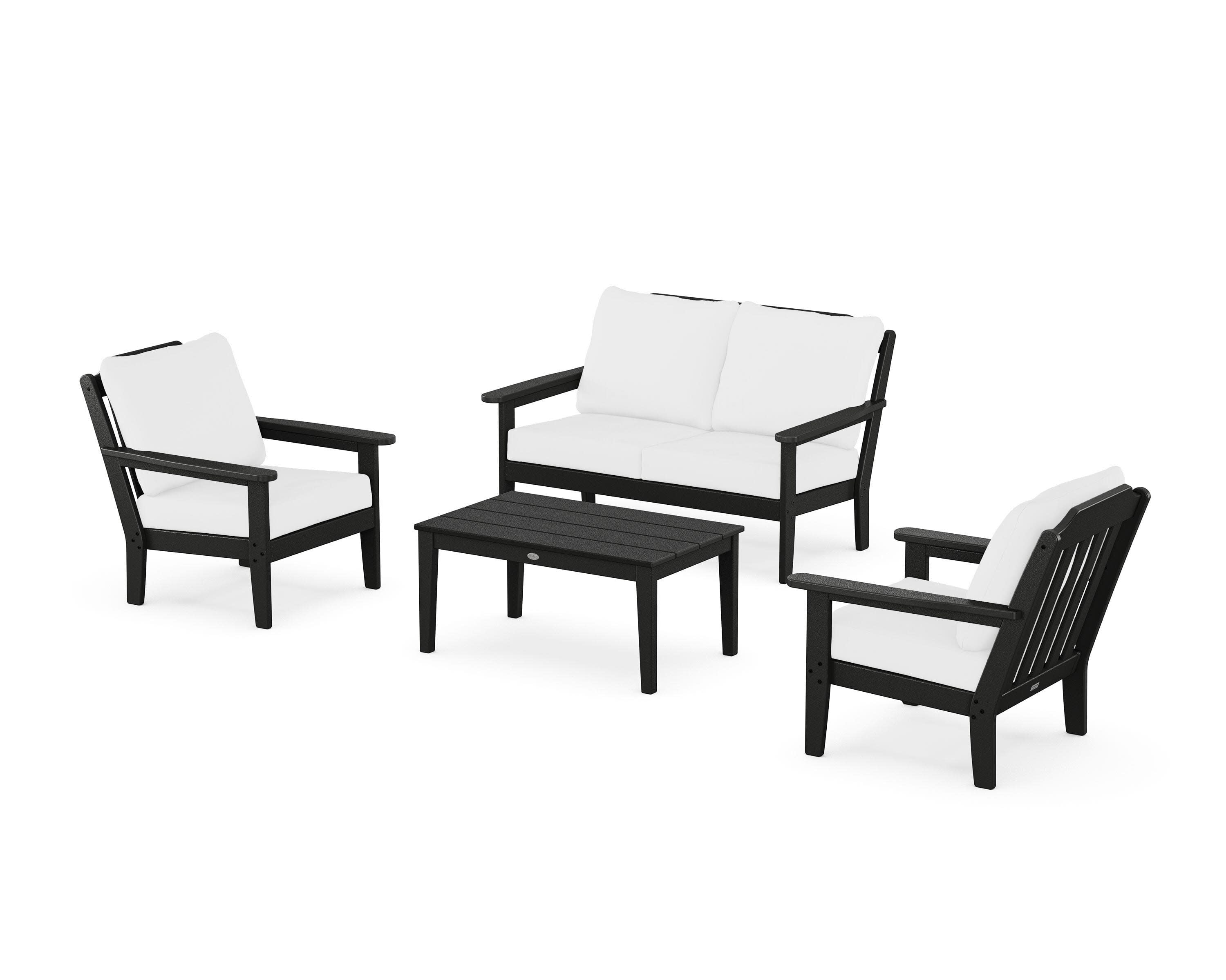 Cottage 4-Piece Deep Seating Set with Loveseat in Black / Natural