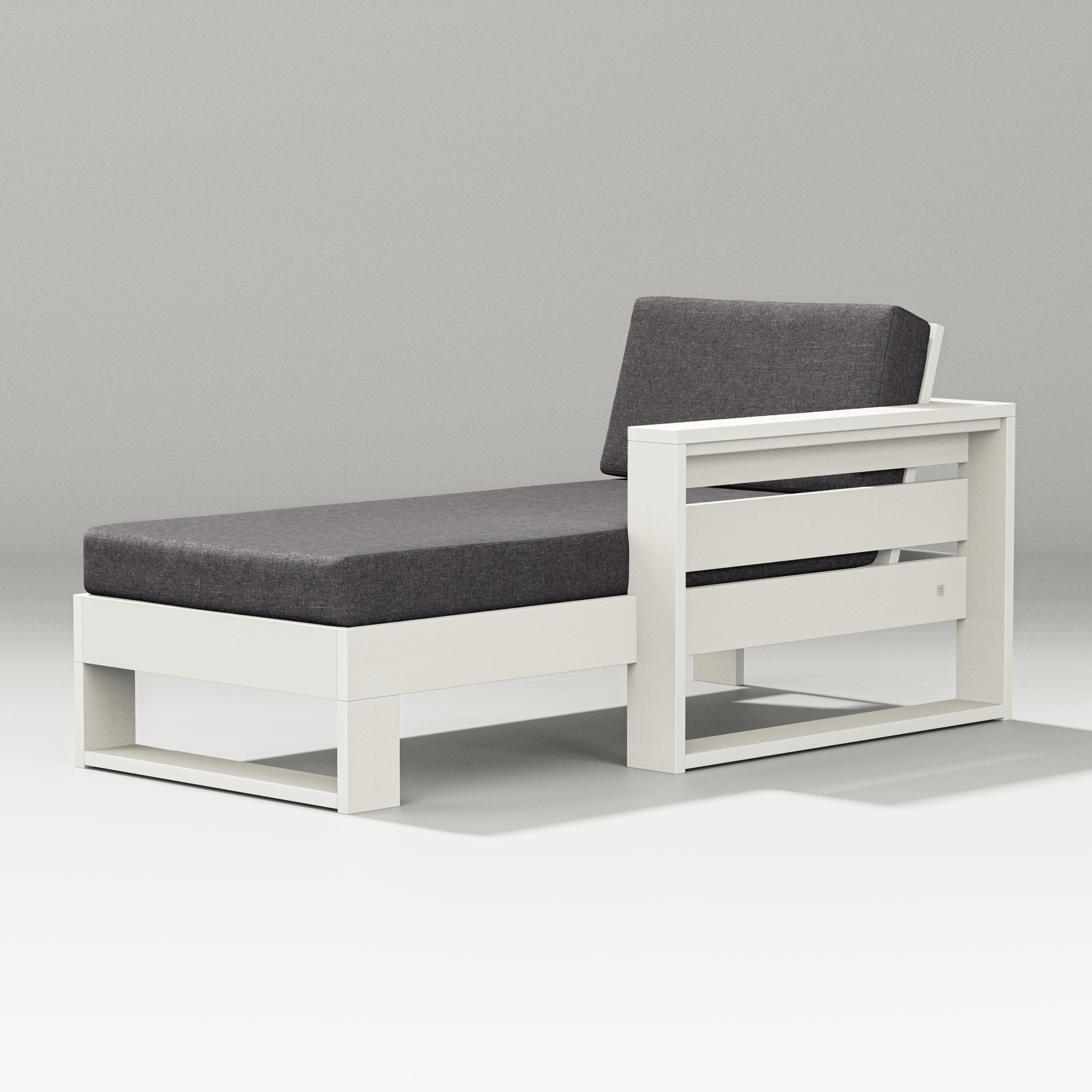 Latitude Modular Right Arm Chaise in Vintage White / Ash Charcoal
